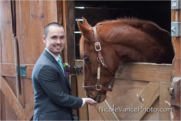 Nicole Vance Photography, Waynesboro Photographer, Stable Wedding, Hermitage Hill Wedding, groom and horse