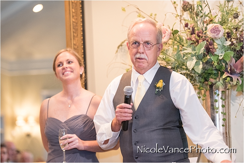 Nicole Vance Photography, Richmond Wedding Photographer, The Mill at Fine Creek Wedding, toast