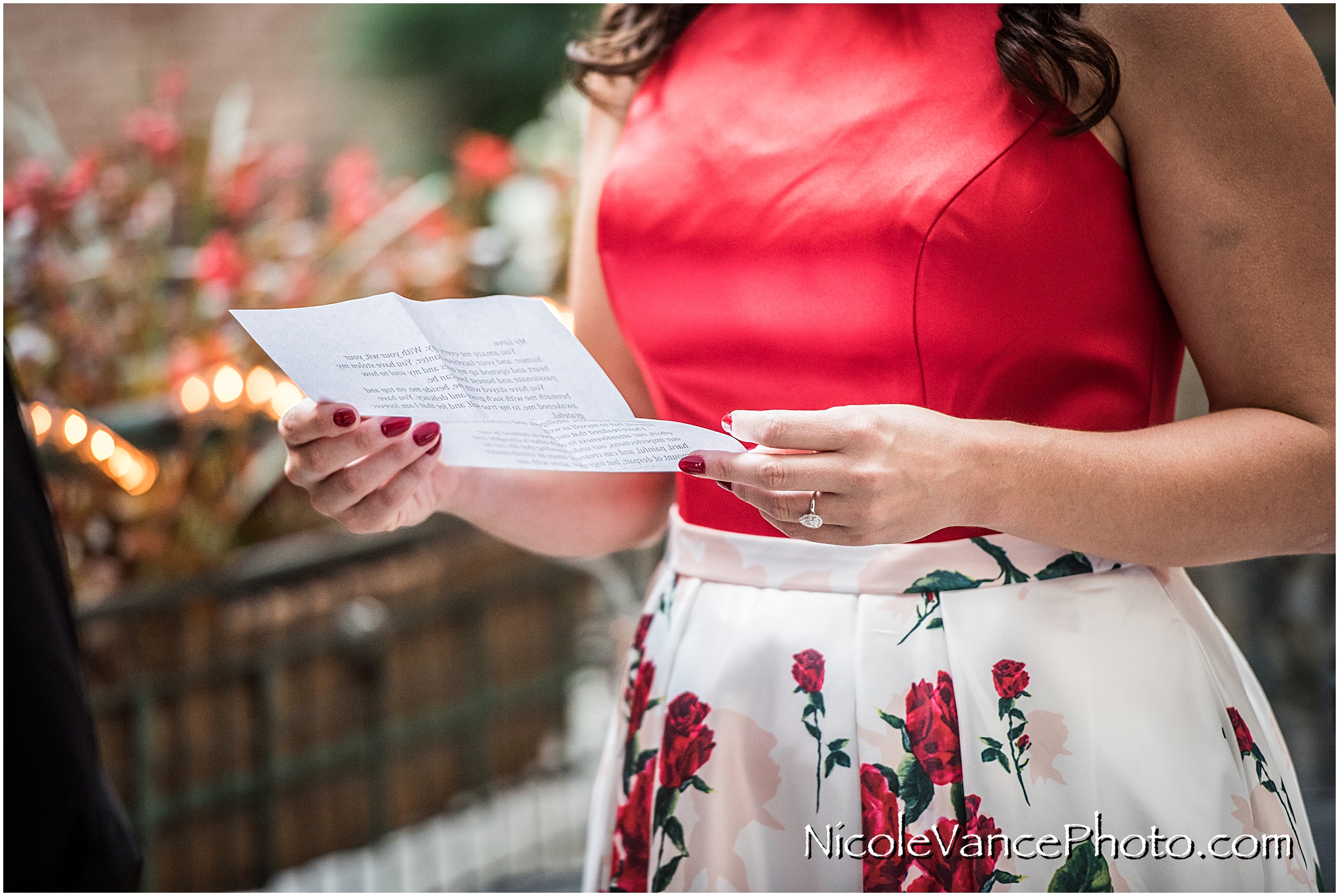 Wedding ceremony at Bookbinders on the back patio.