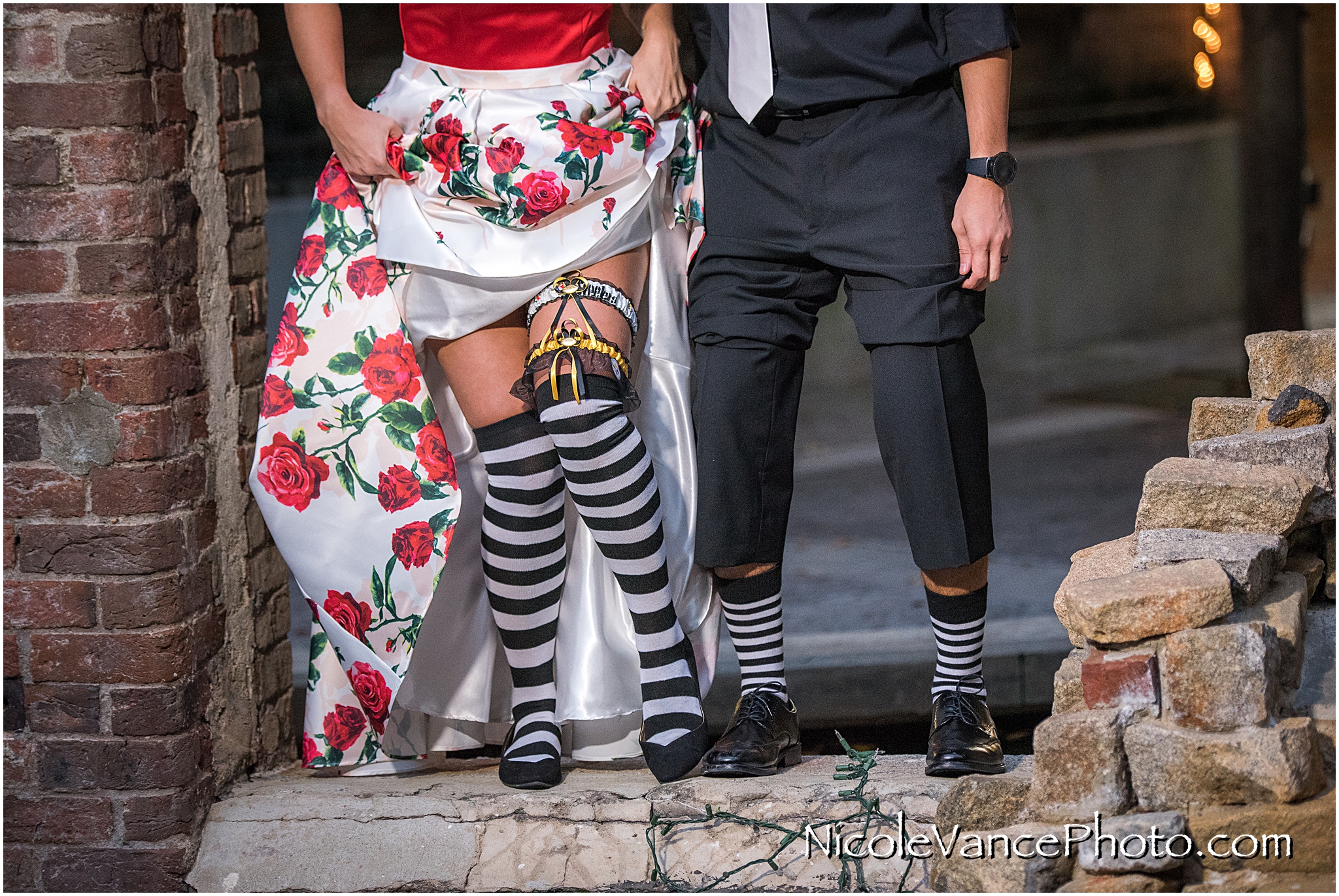 Cool halloween themed socks worn by the bride and groom.