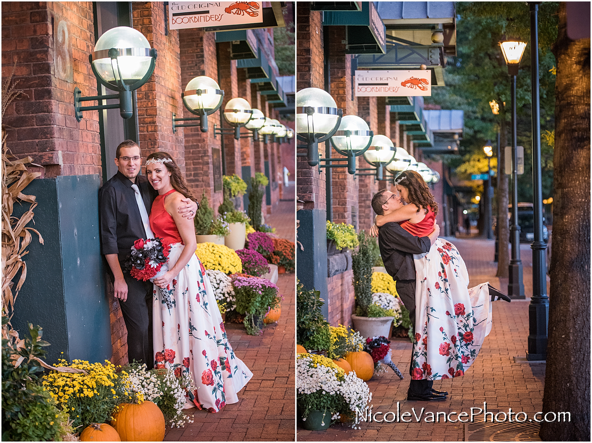 Bride and Groom Portraits at Bookbinders in Richmond, Virginia.