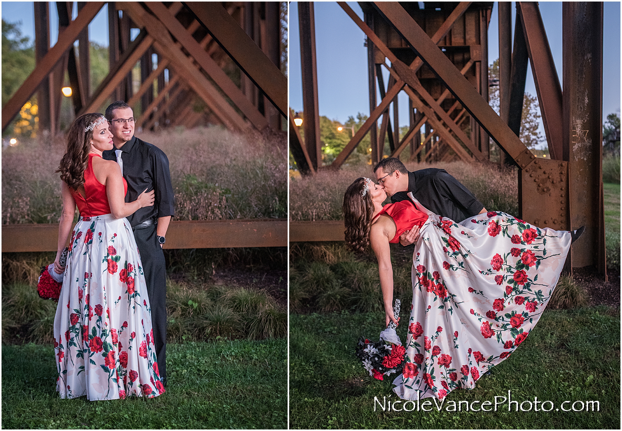 Bride and Groom Portraits near the Canal in Richmond Virginia.