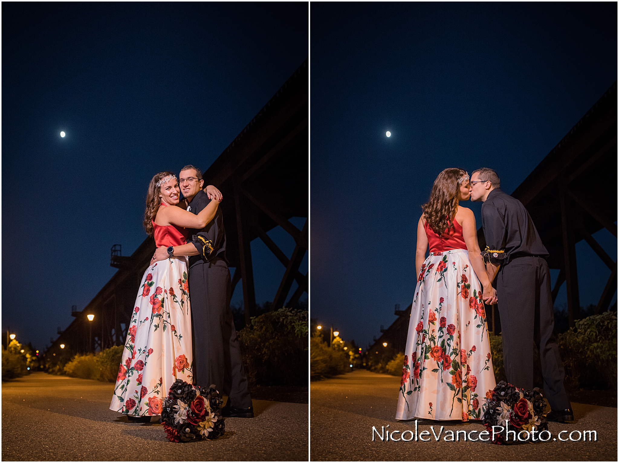 Bride and Groom Portraits near the Canal in Richmond Virginia.
