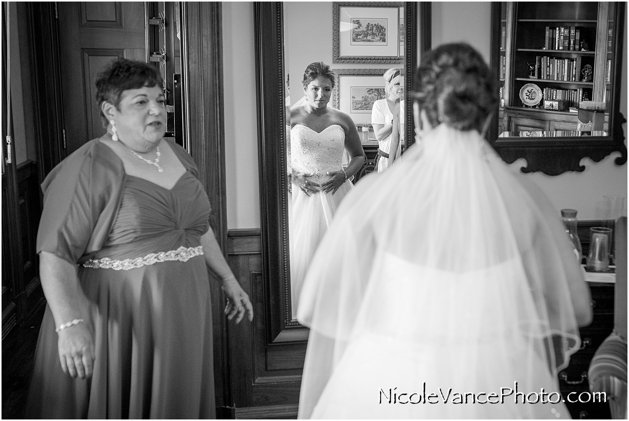 The bride makes final preparations for her wedding at Virginia Crossings.