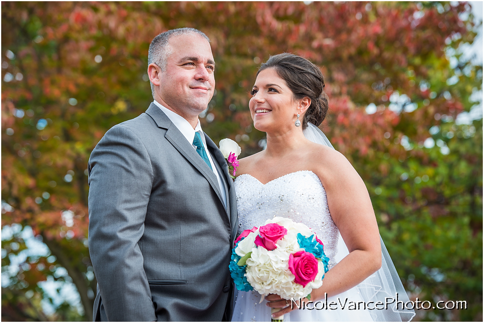 Bride and groom portraits at Virginia Crossings.