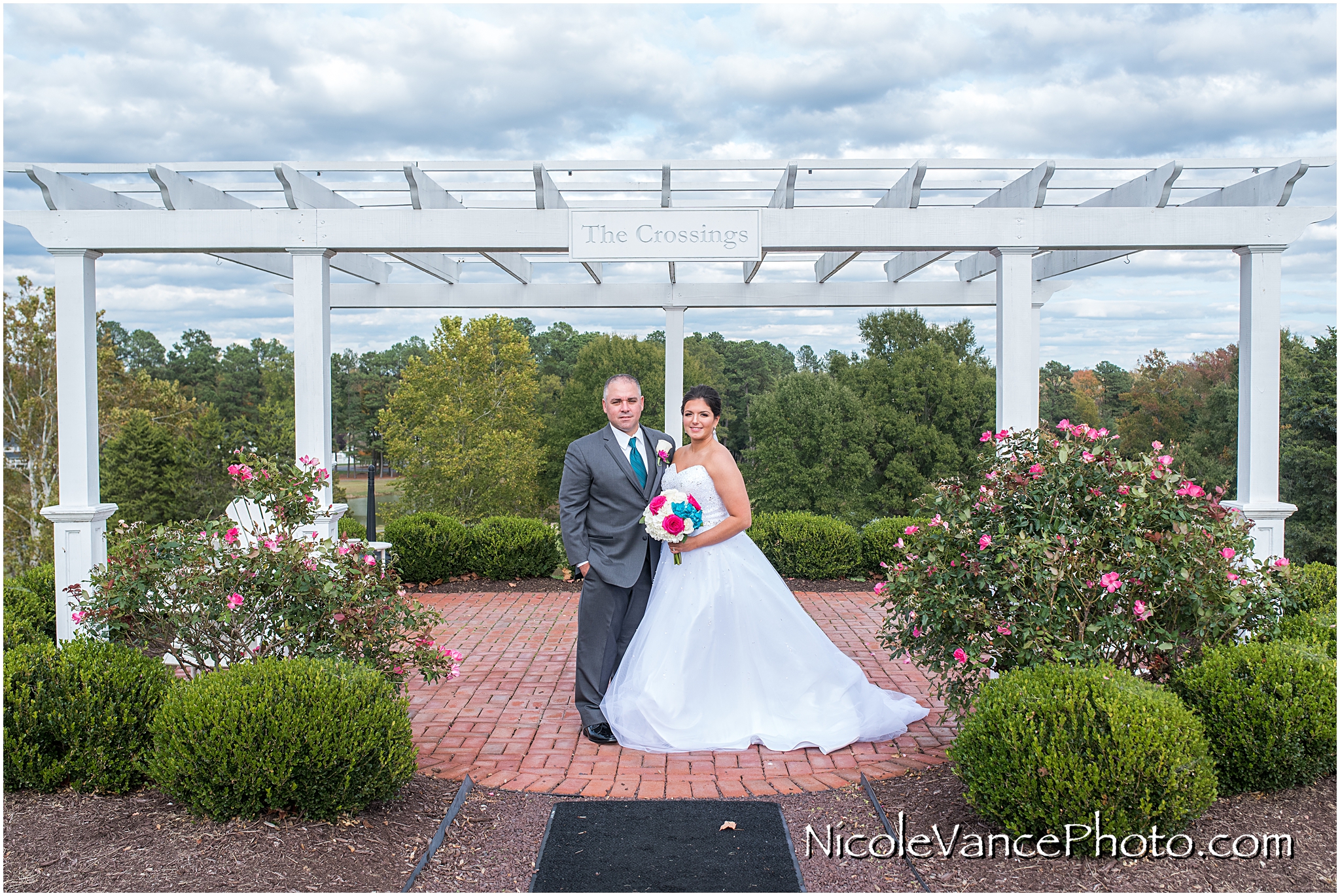 Bride and groom portraits at Virginia Crossings.