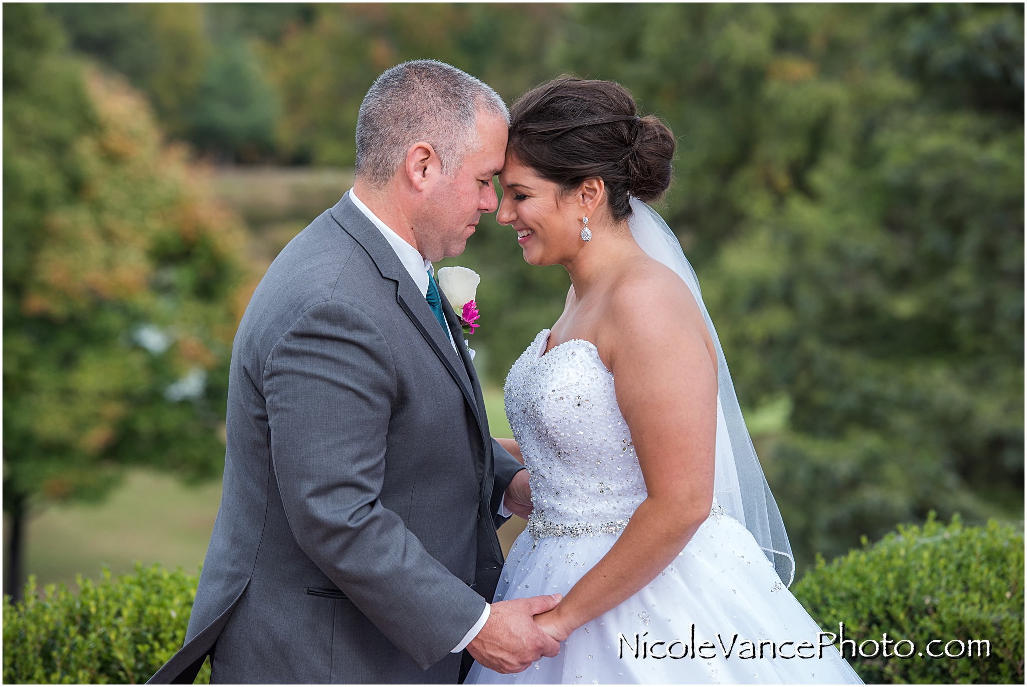 Bride and groom portraits at Virginia Crossings.