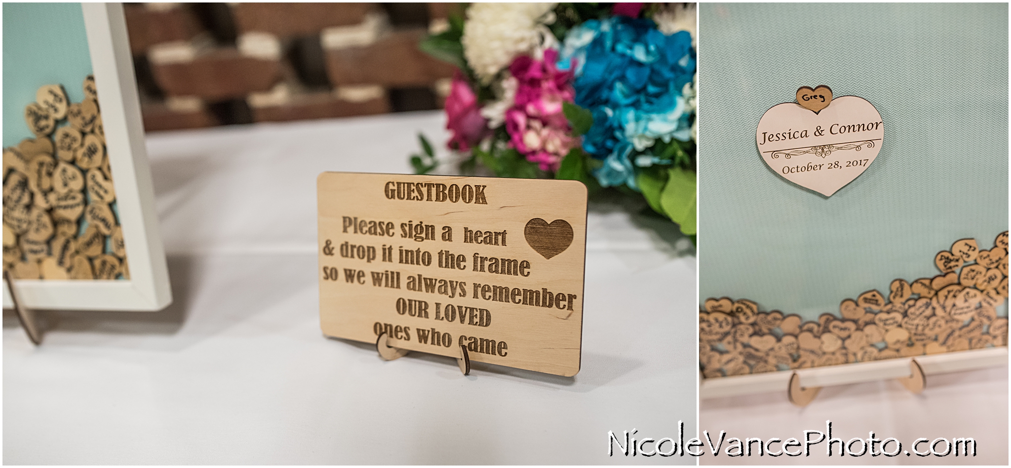 Sign a heart wedding guestbook.