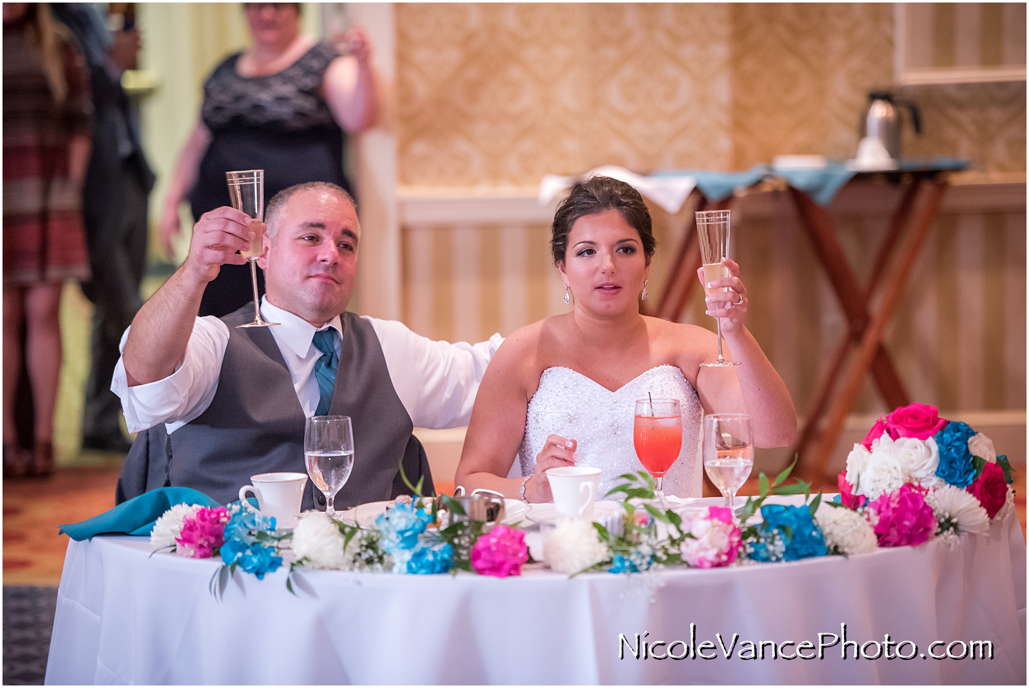 A toast at the reception at the Virginia Crossings.