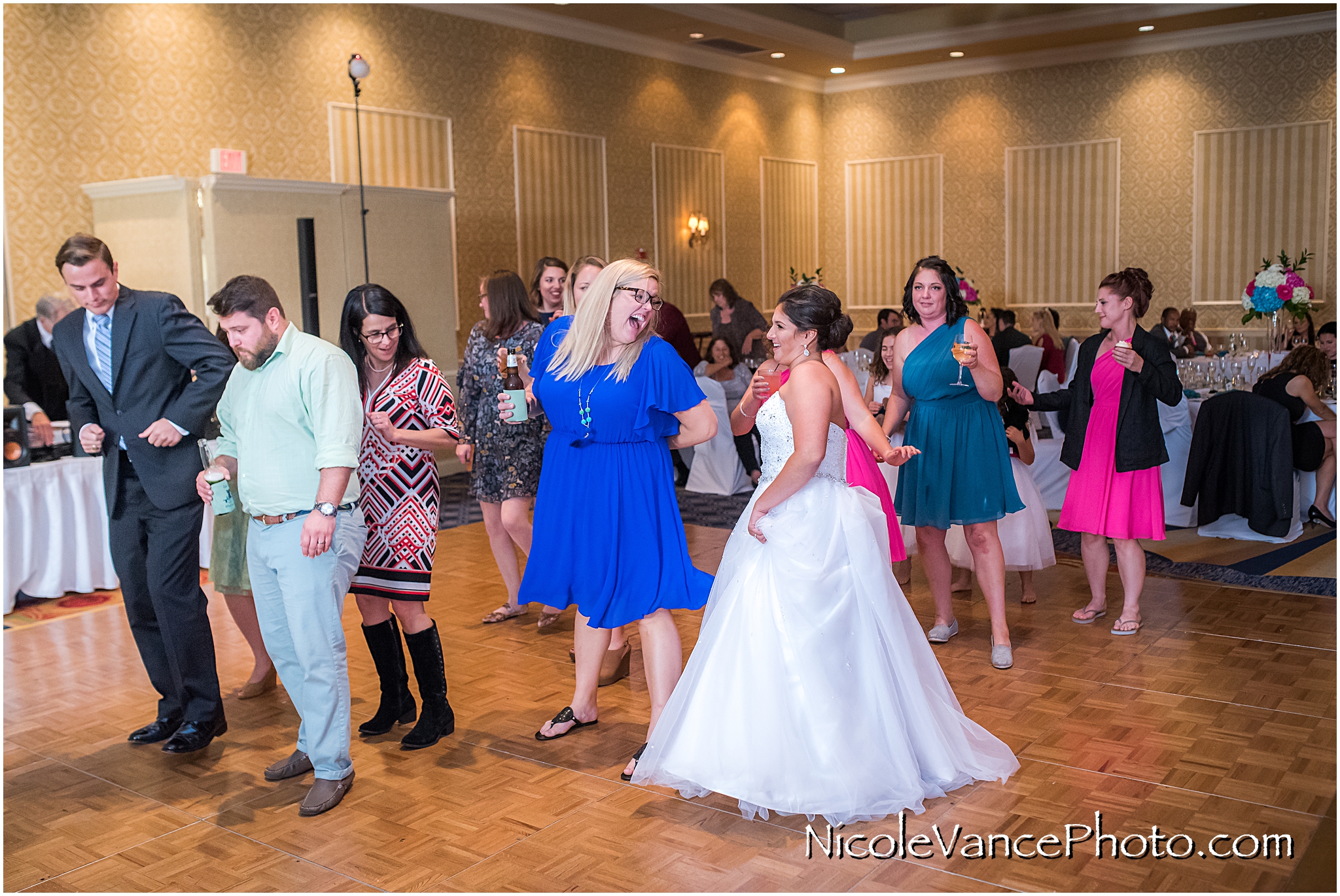 Dancing at the reception at Virginia Crossings.