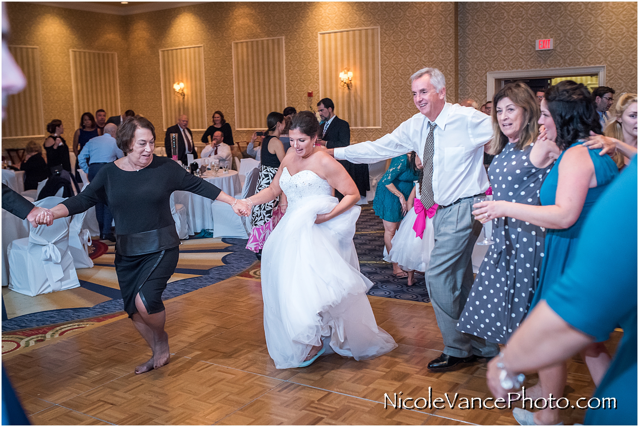 Dancing the Hora at the reception at Virginia Crossings.
