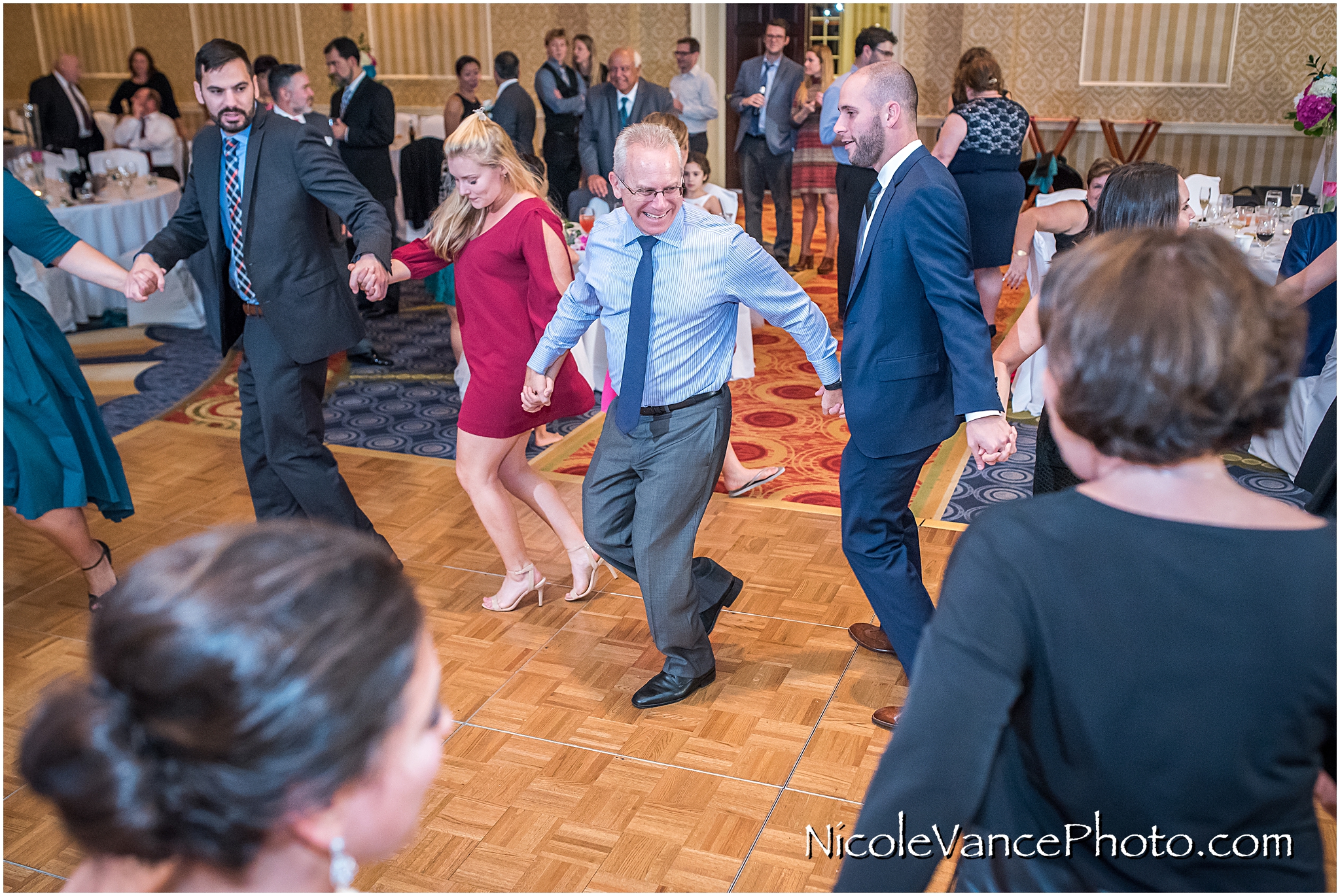 Dancing the Hora at the reception at Virginia Crossings.