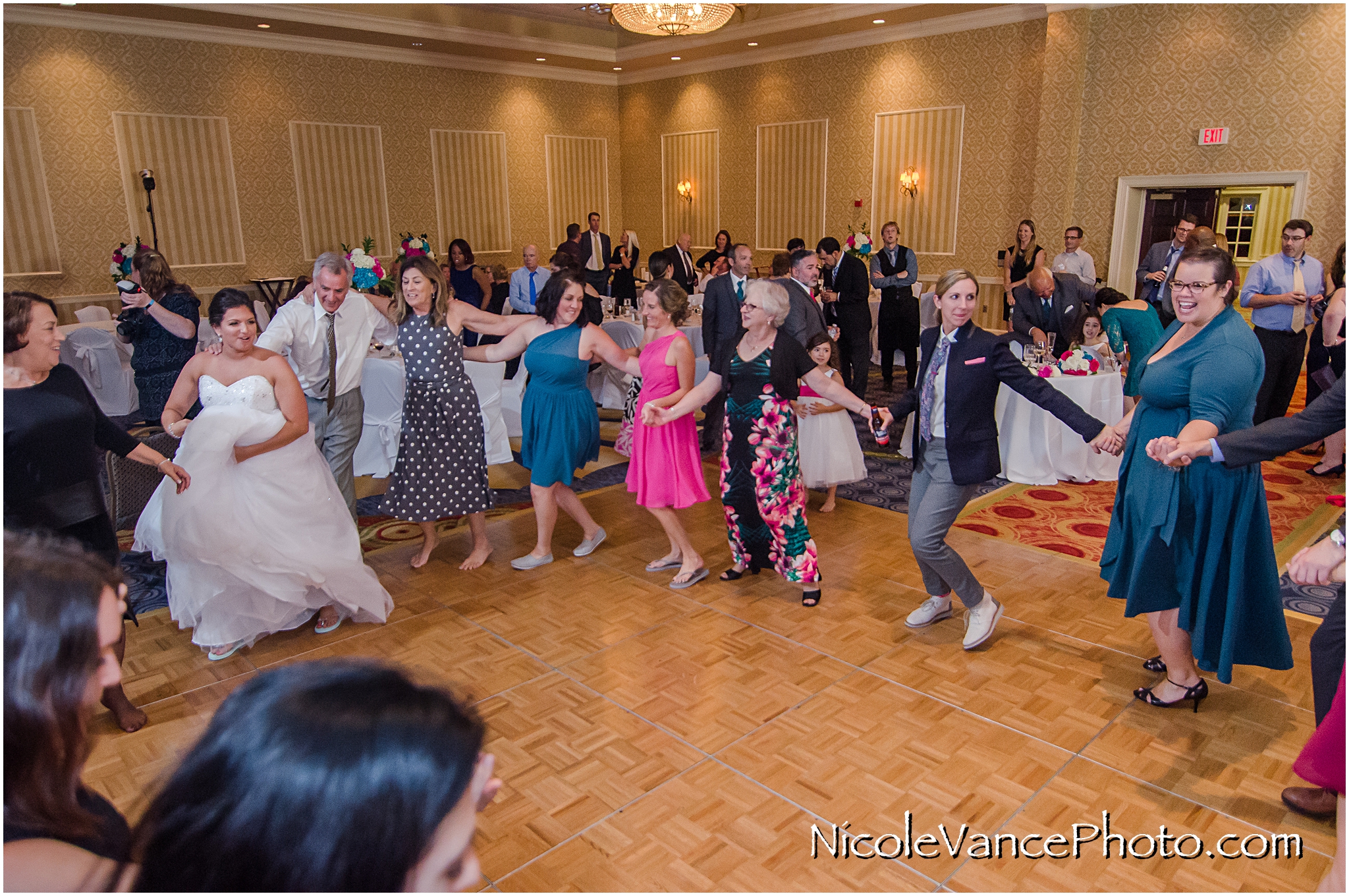 Dancing the Hora at the reception at Virginia Crossings.