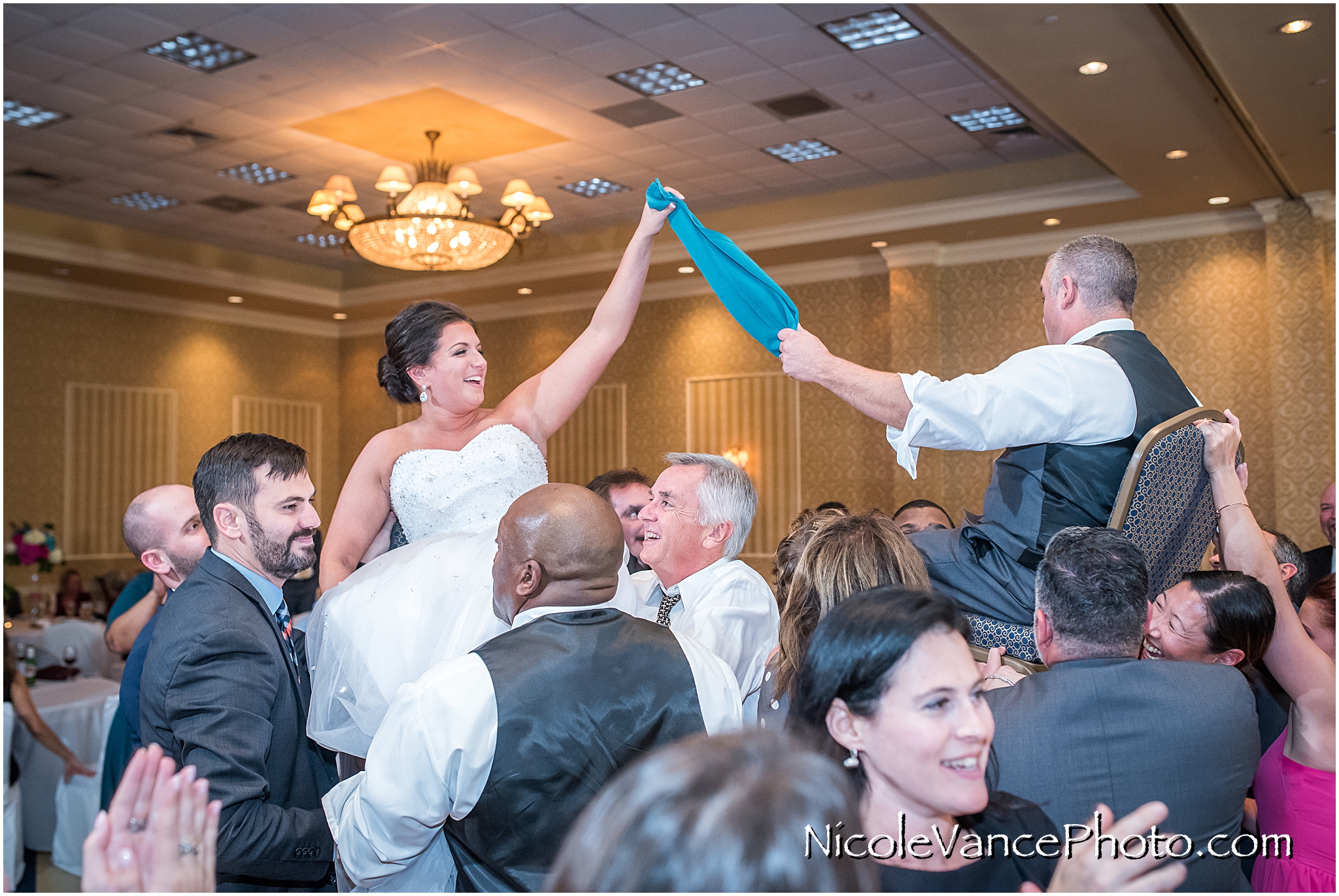 Dancing the Hora at the reception at Virginia Crossings.