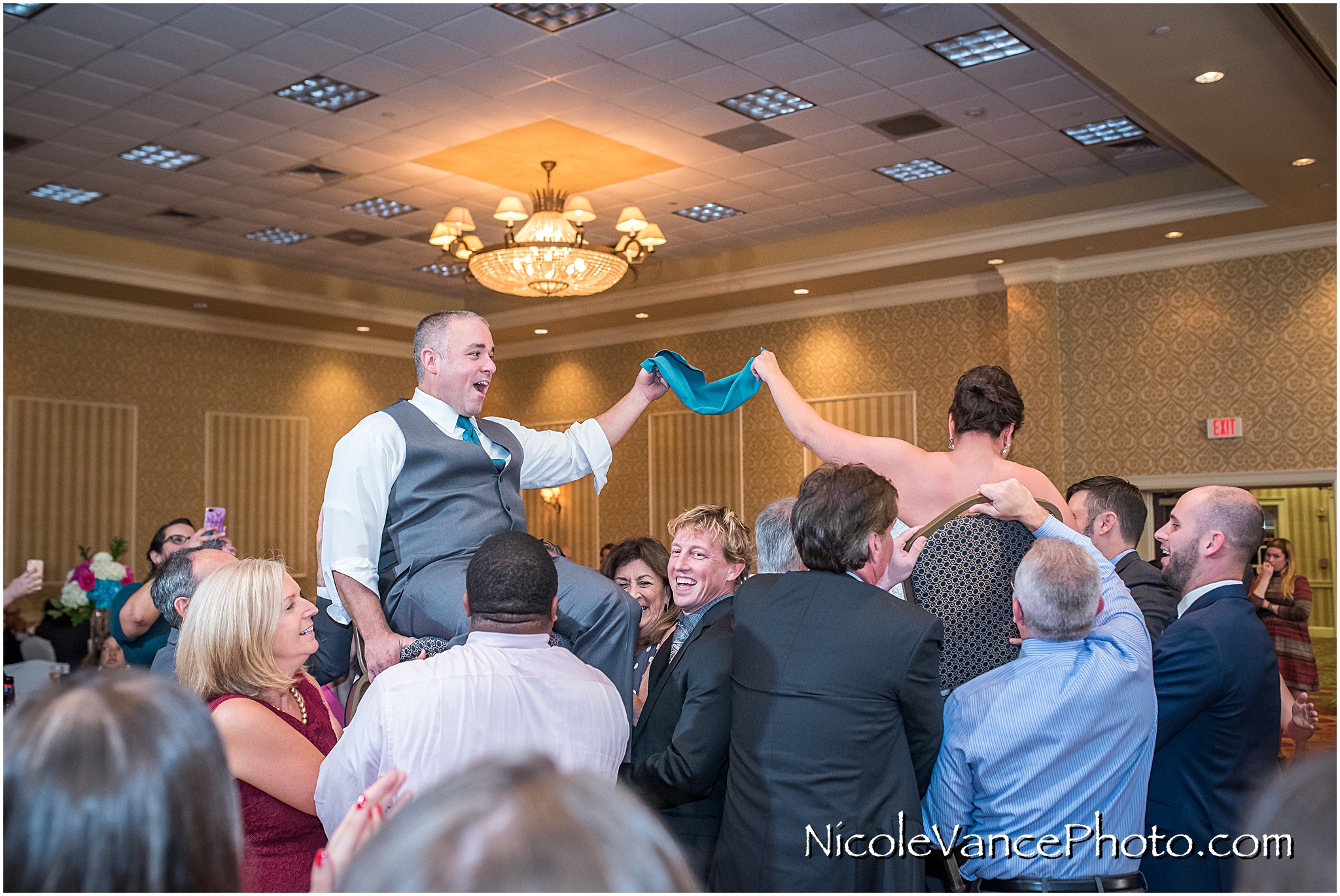 Dancing the Hora at the reception at Virginia Crossings.