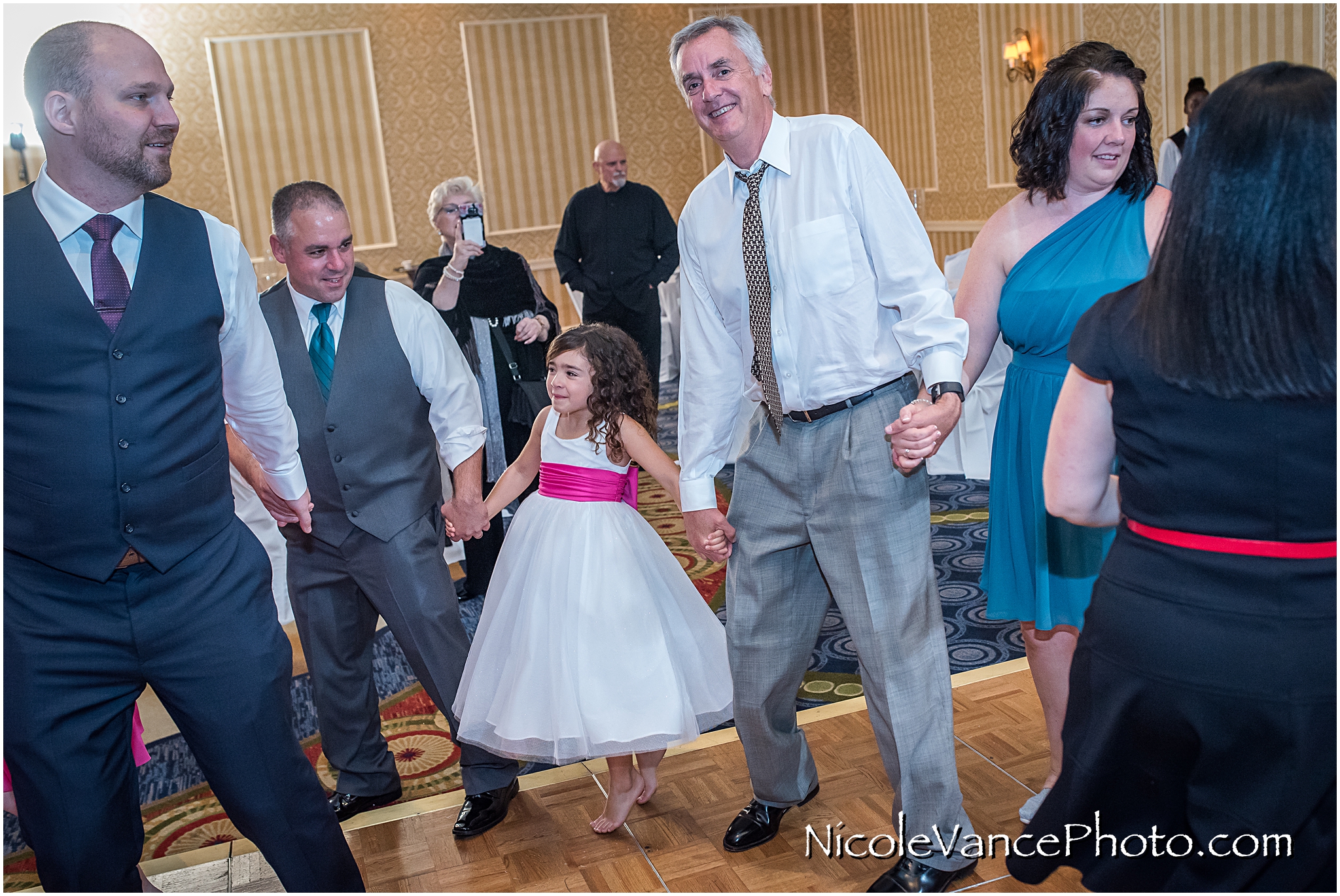 Dancing the Hora at the reception at Virginia Crossings.