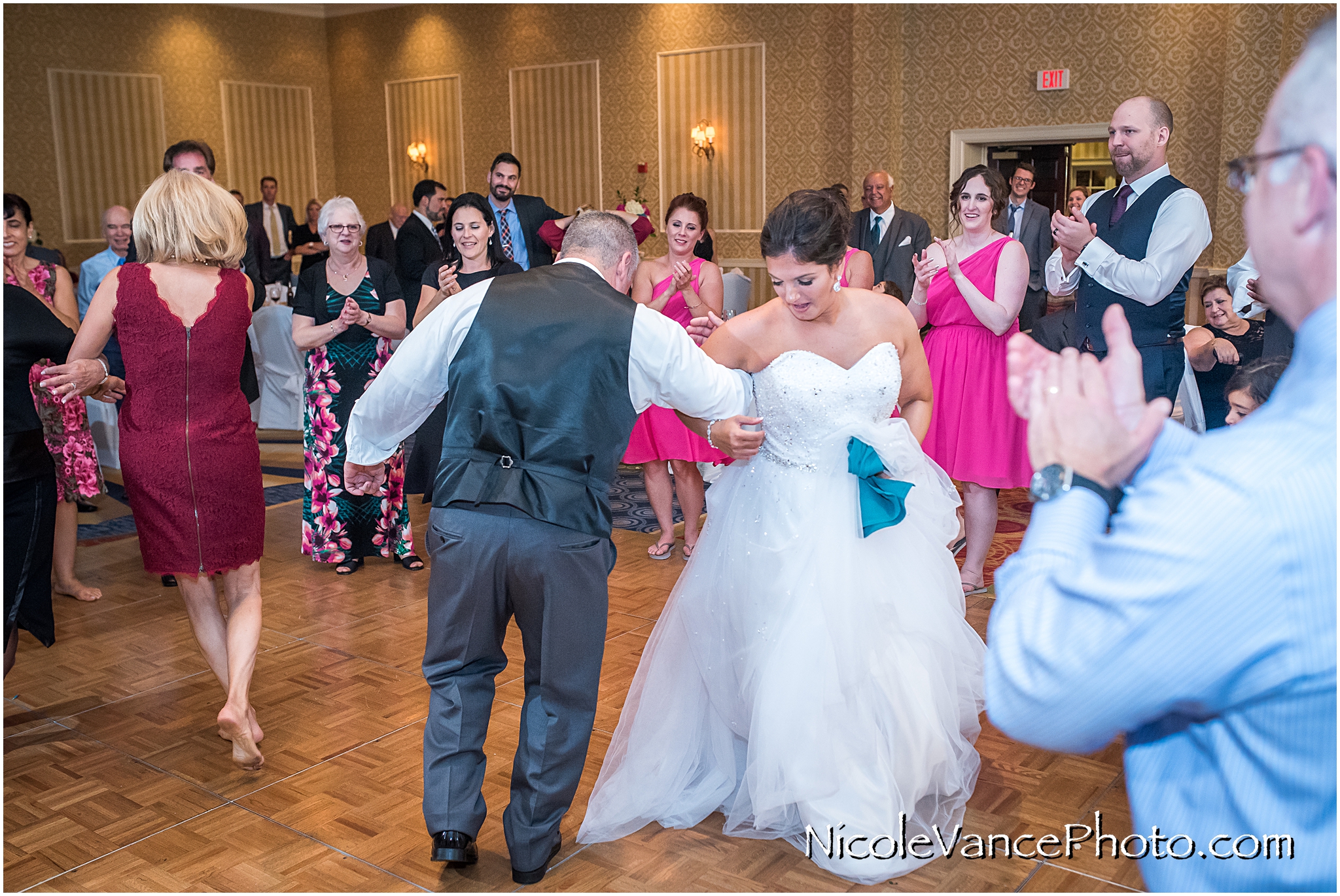 Dancing the Hora at the reception at Virginia Crossings.