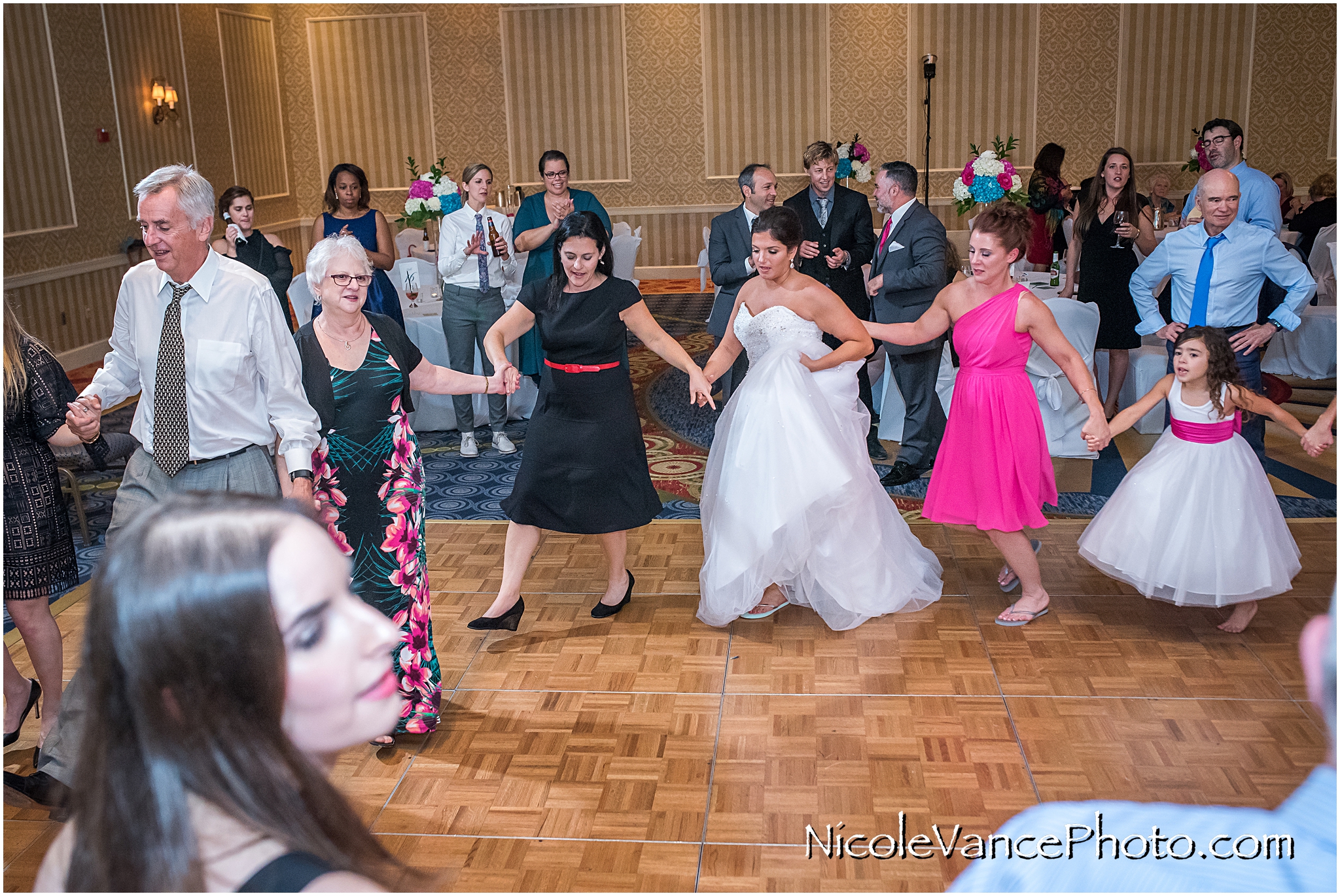 Dancing the Hora at the reception at Virginia Crossings.