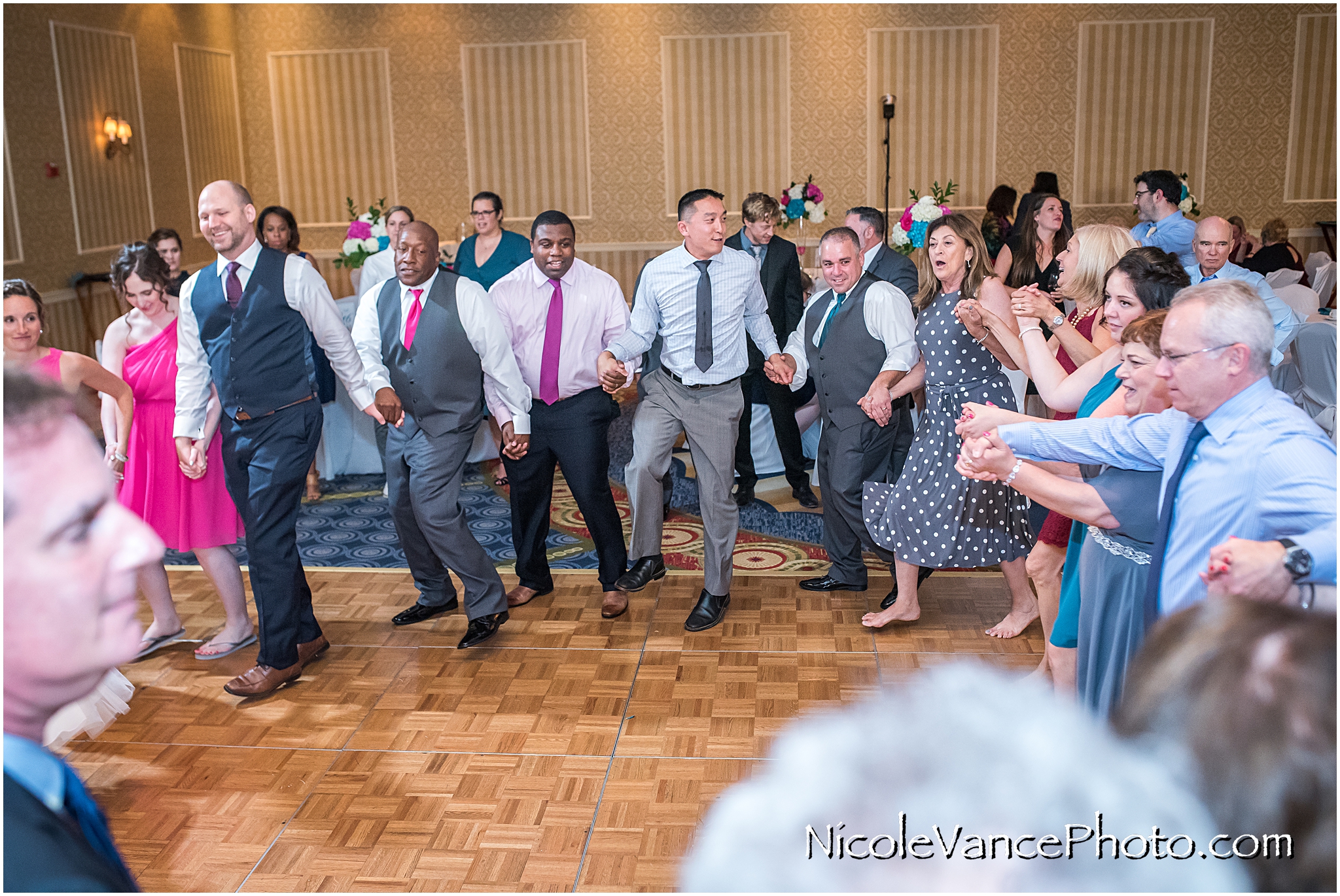 Dancing the Hora at the reception at Virginia Crossings.