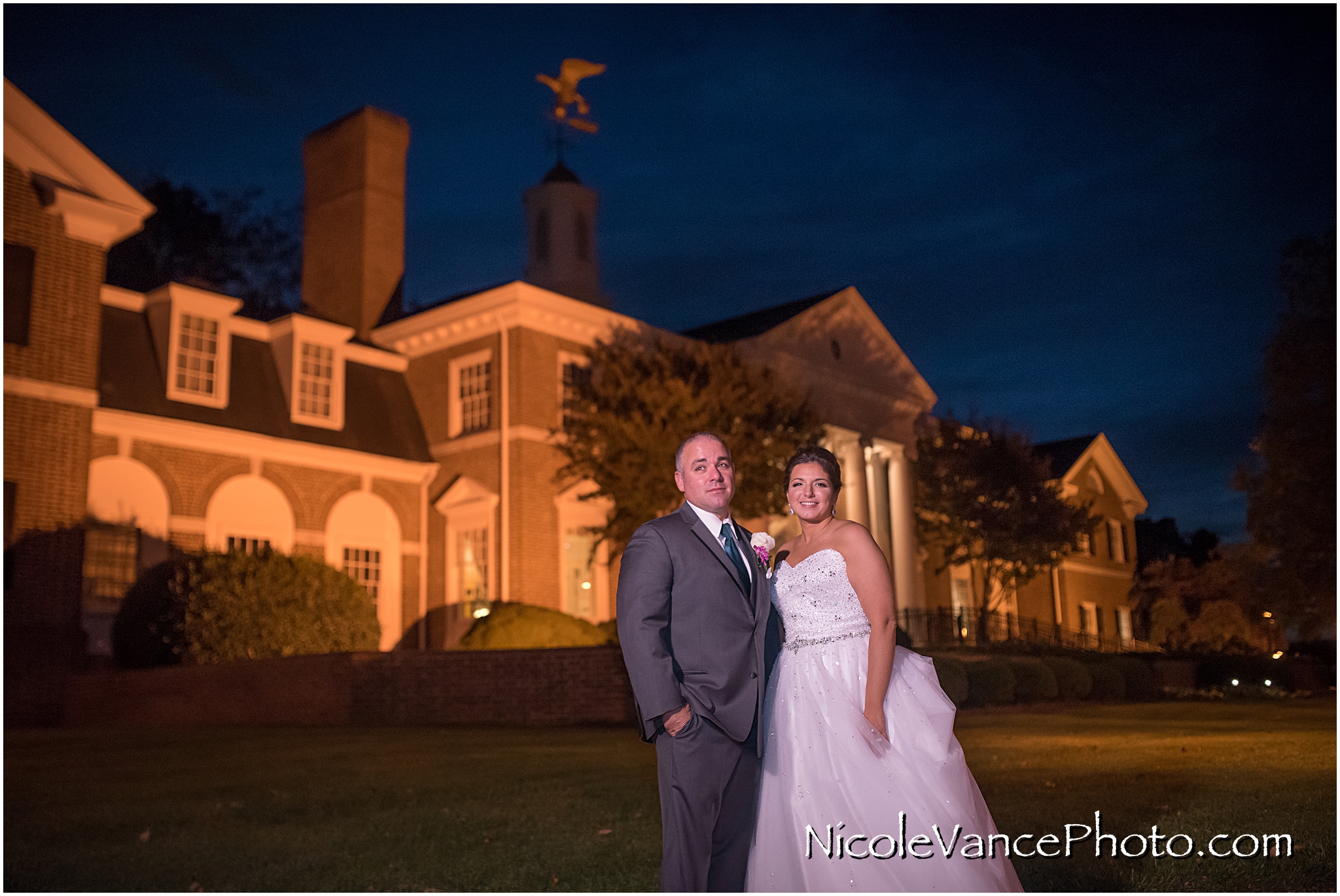 Night portraits in front of Virginia Crossings.