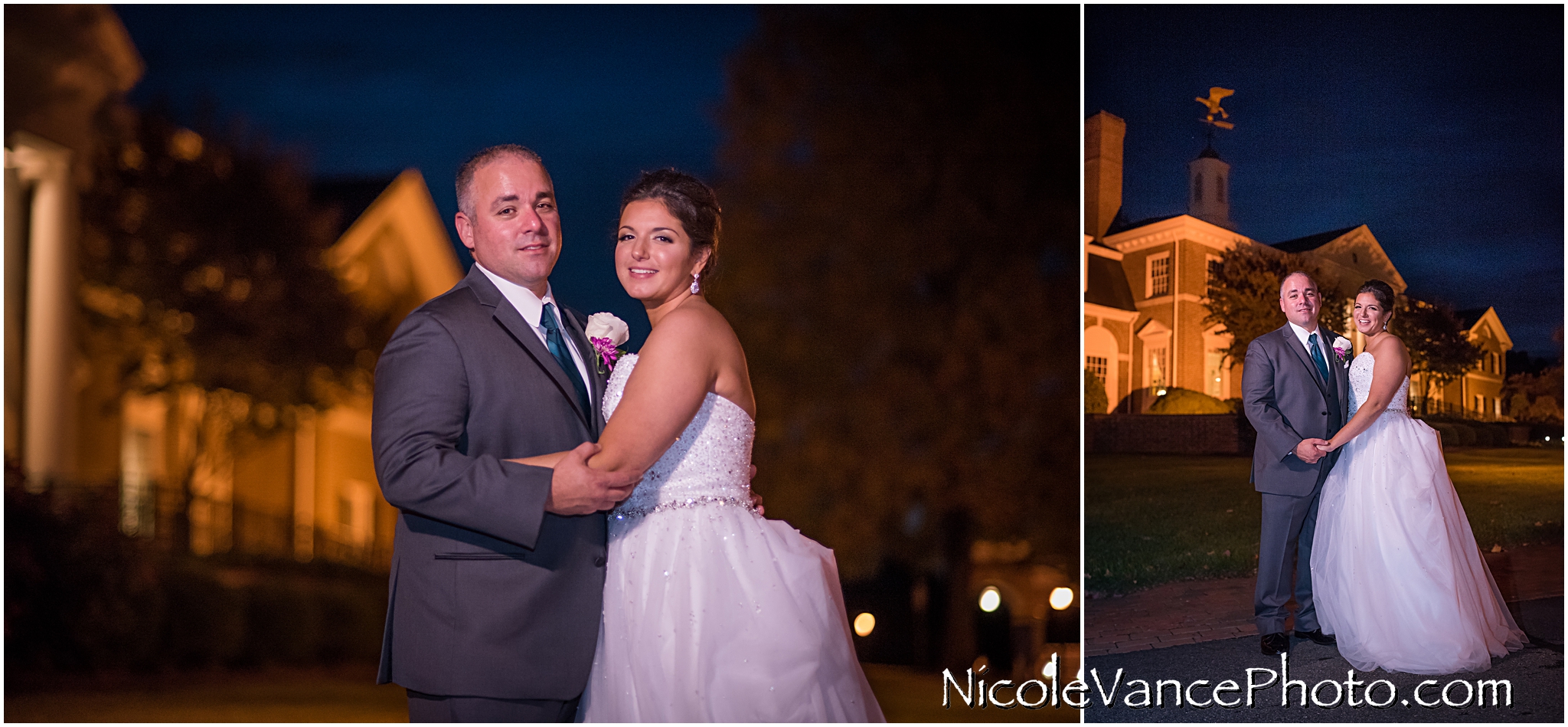 Night portraits in front of Virginia Crossings.