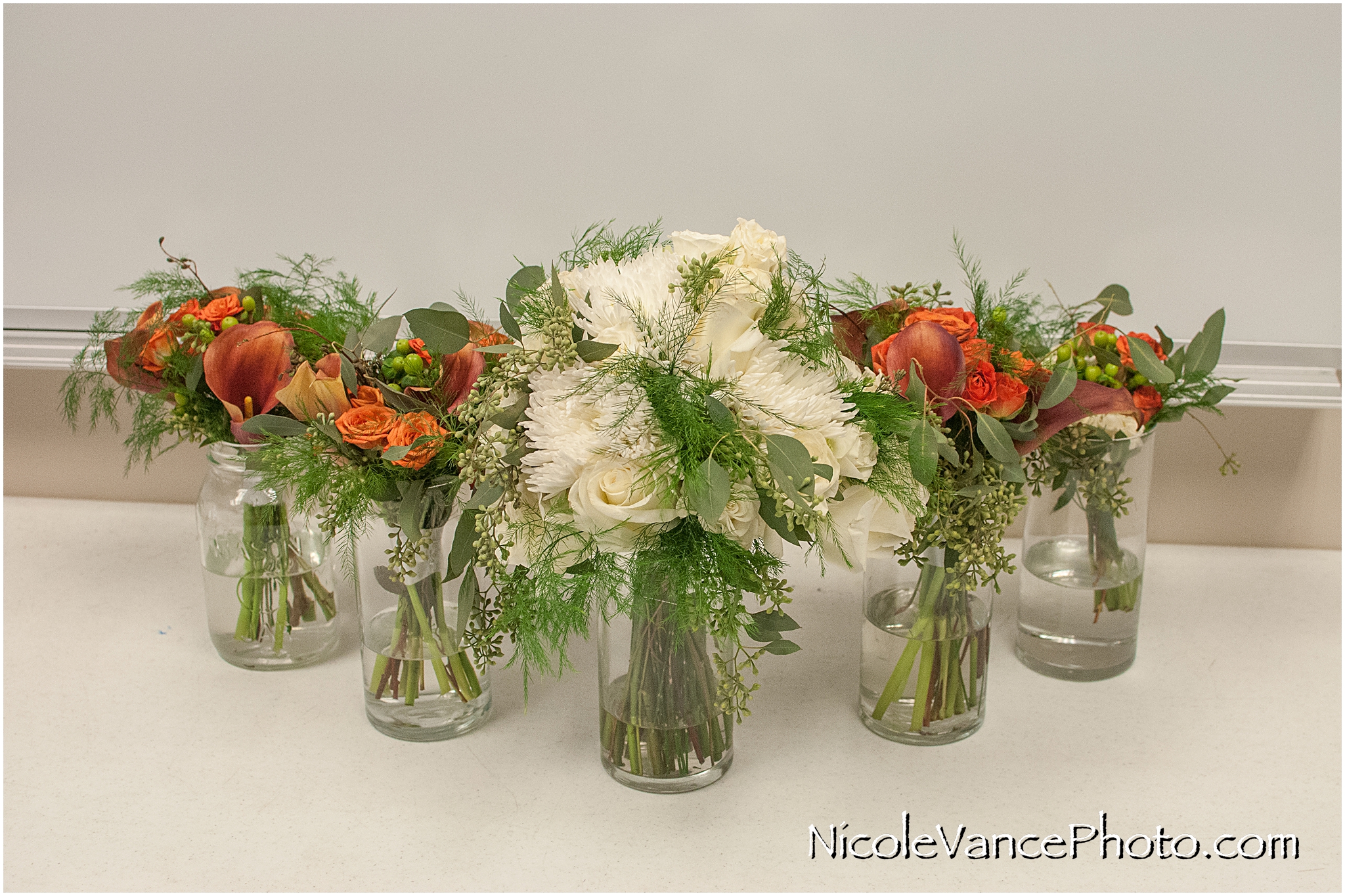 These bridal and bridemaid bouquets are by Marylee Marmer Events.