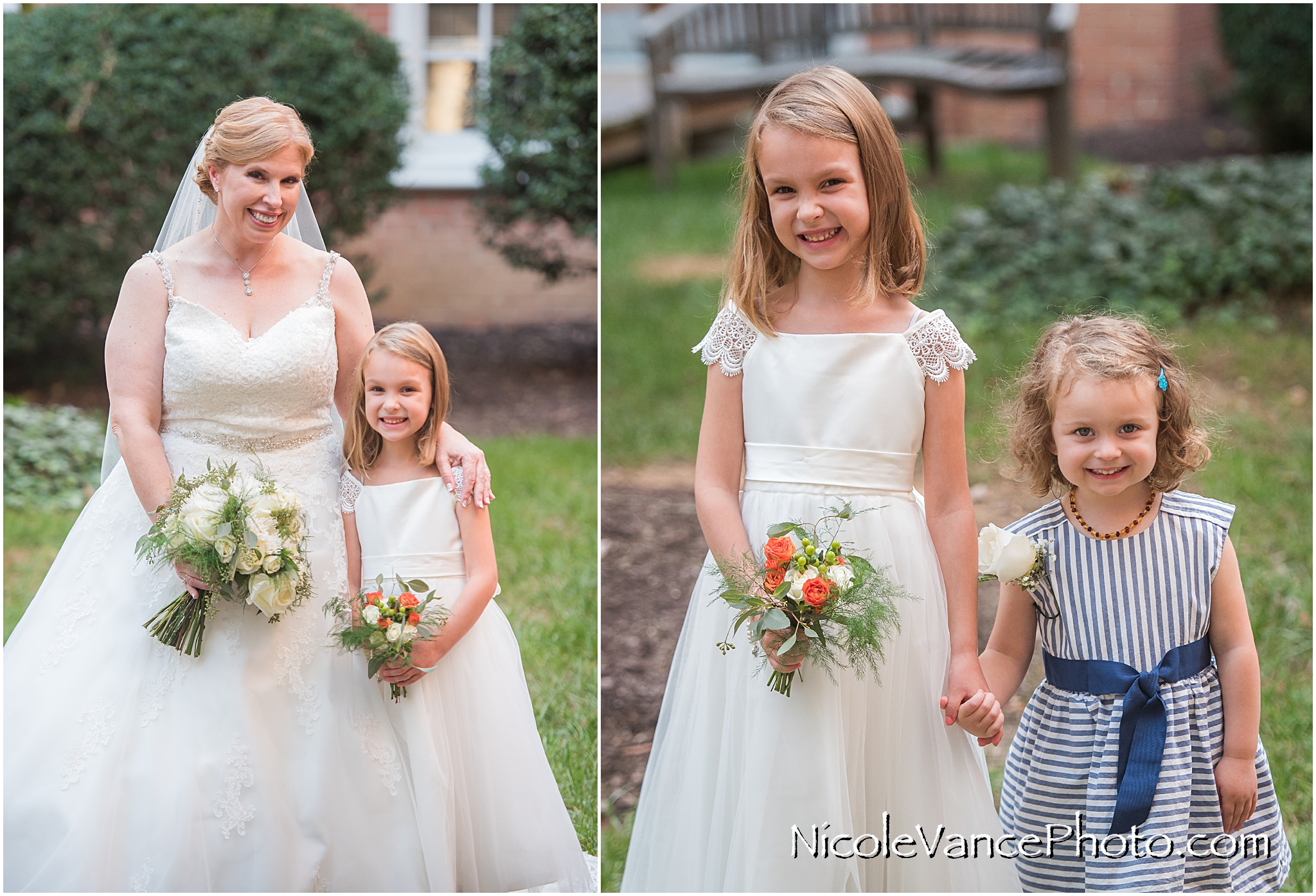The bride with her flower girl... aren't these little girls so cute?