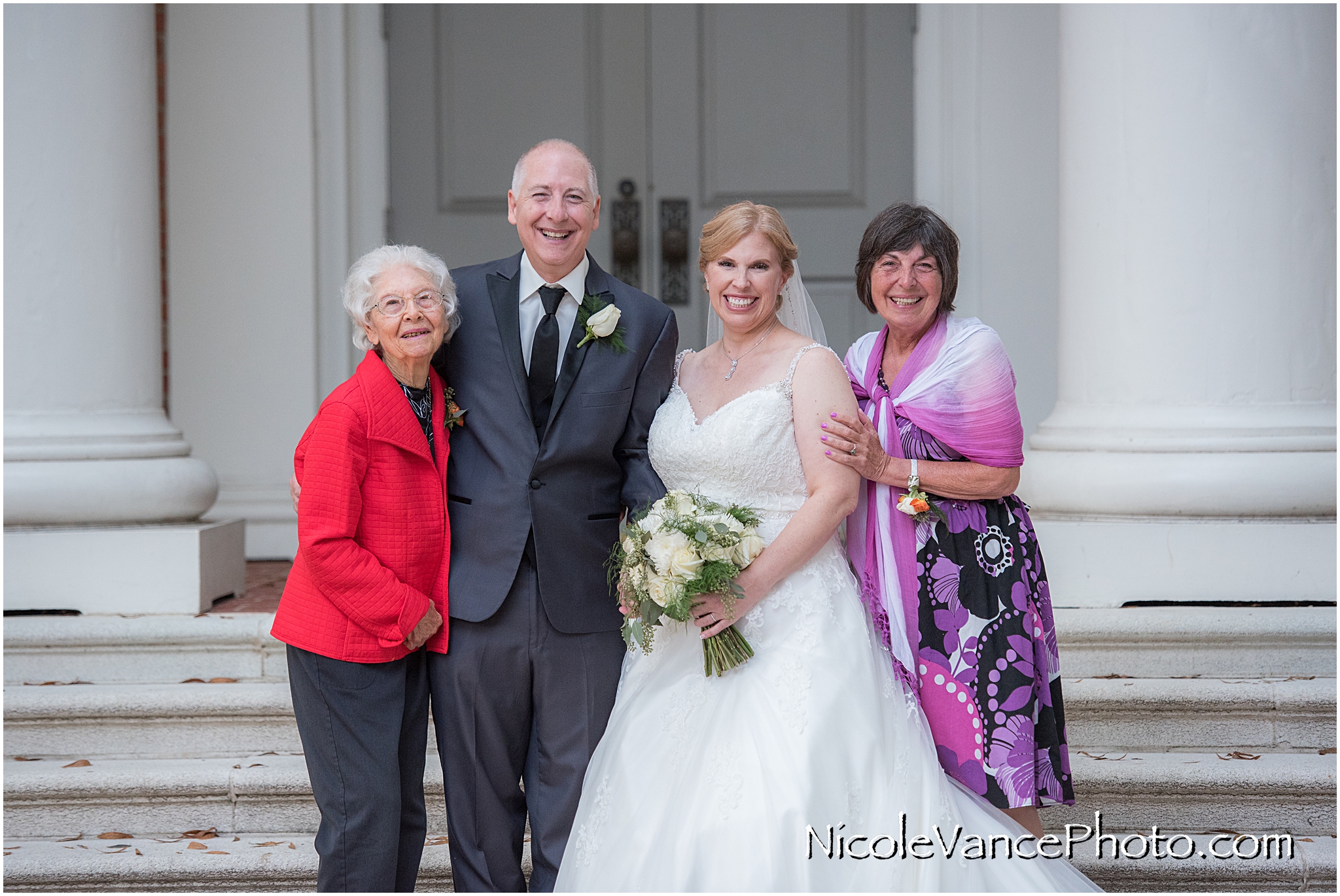 Family photos on the steps of Third Church.