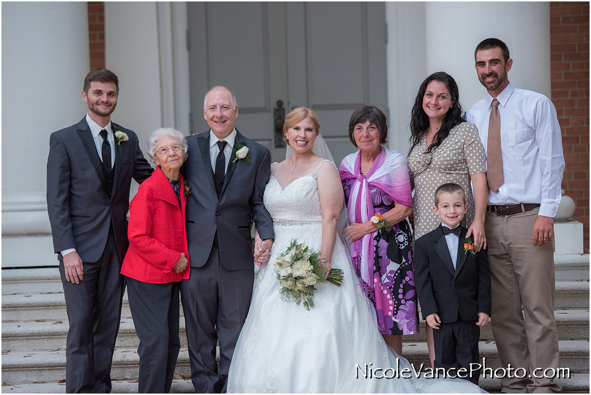 Family photos on the steps of Third Church.