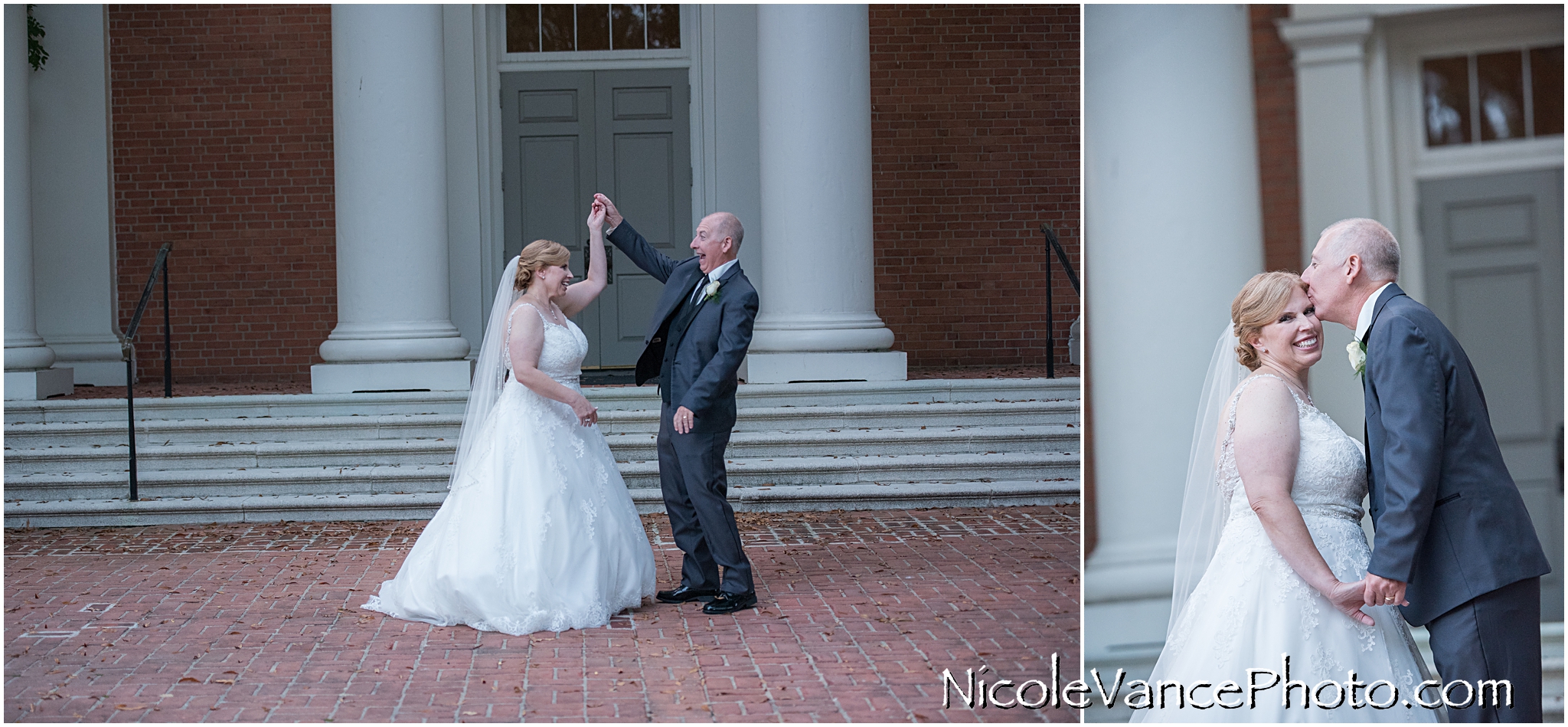 Bride and groom portraits in front of Third Church, Richmond Virginia..