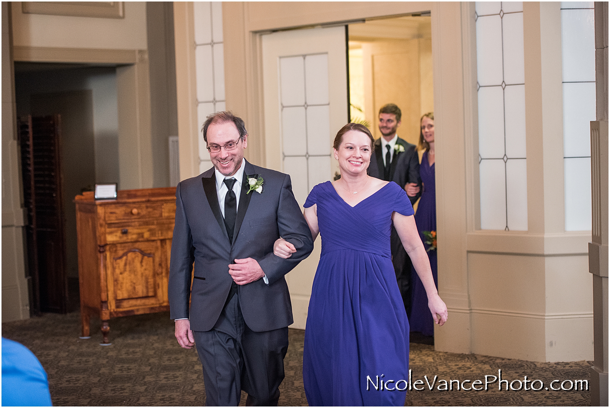 Reception entrance by wedding party at the Hotel John Marshall.