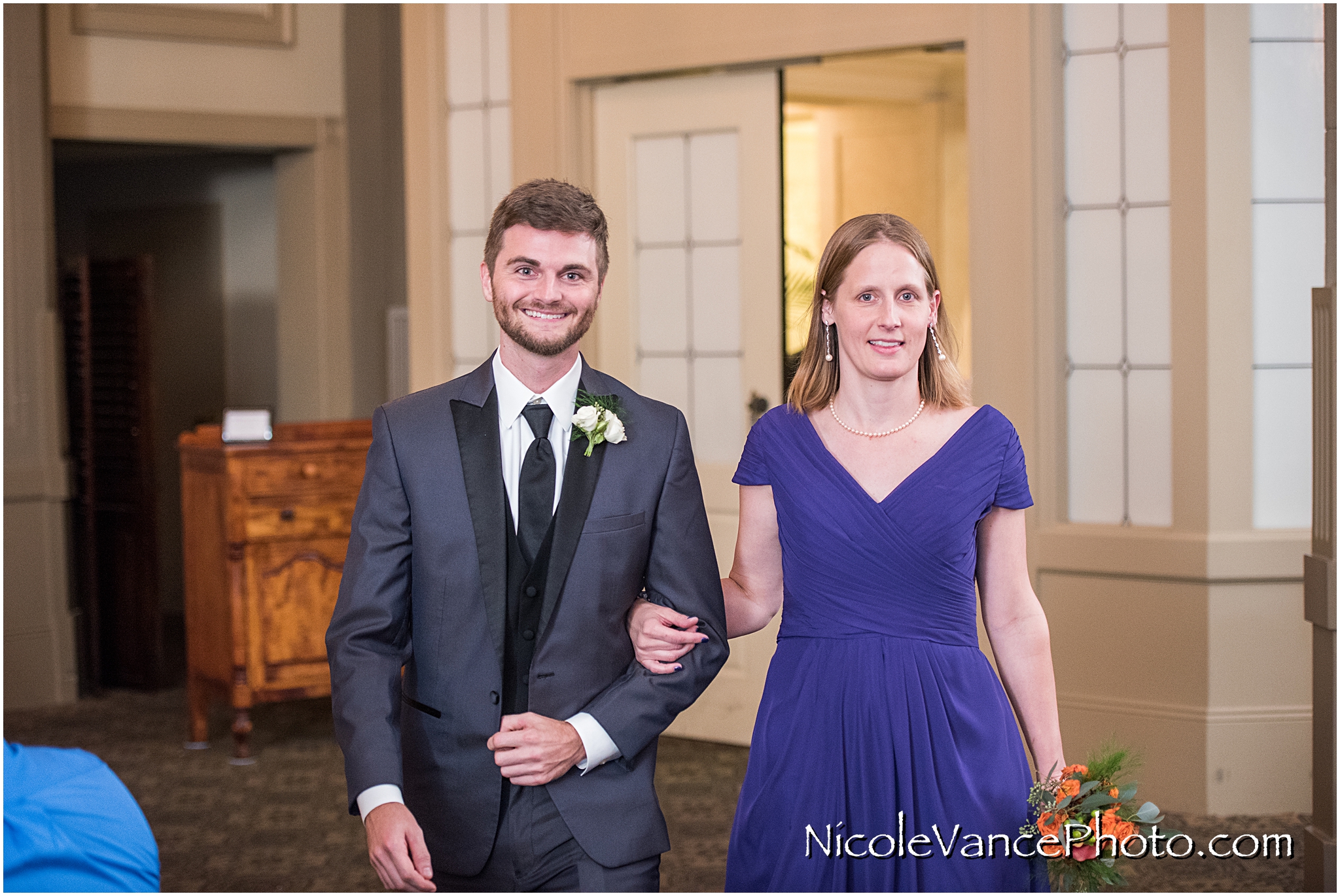 Reception entrance by wedding party at the Hotel John Marshall.