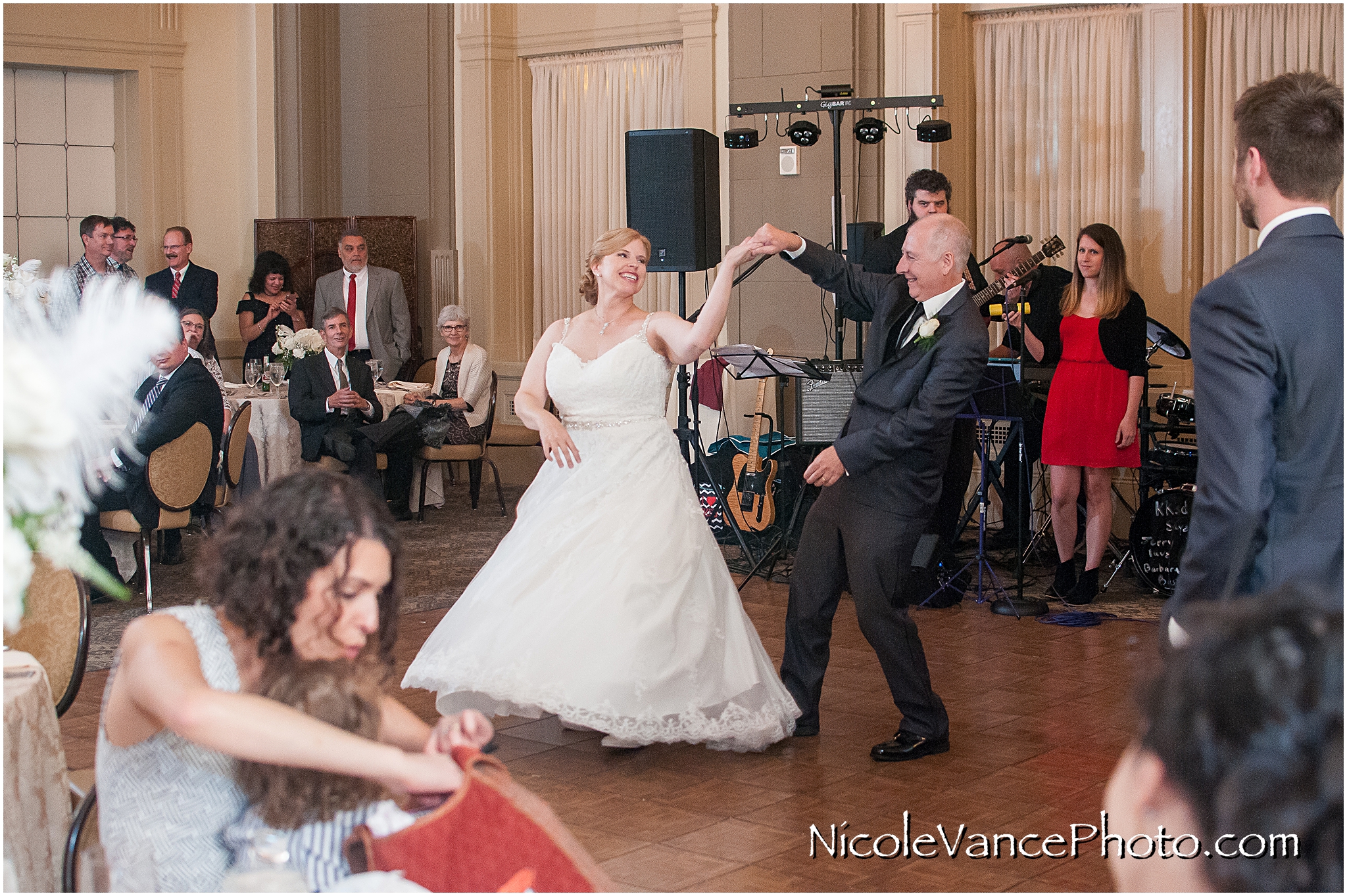 Barbara and Jerry enjoy their first dance at the Hotel John Marshall.