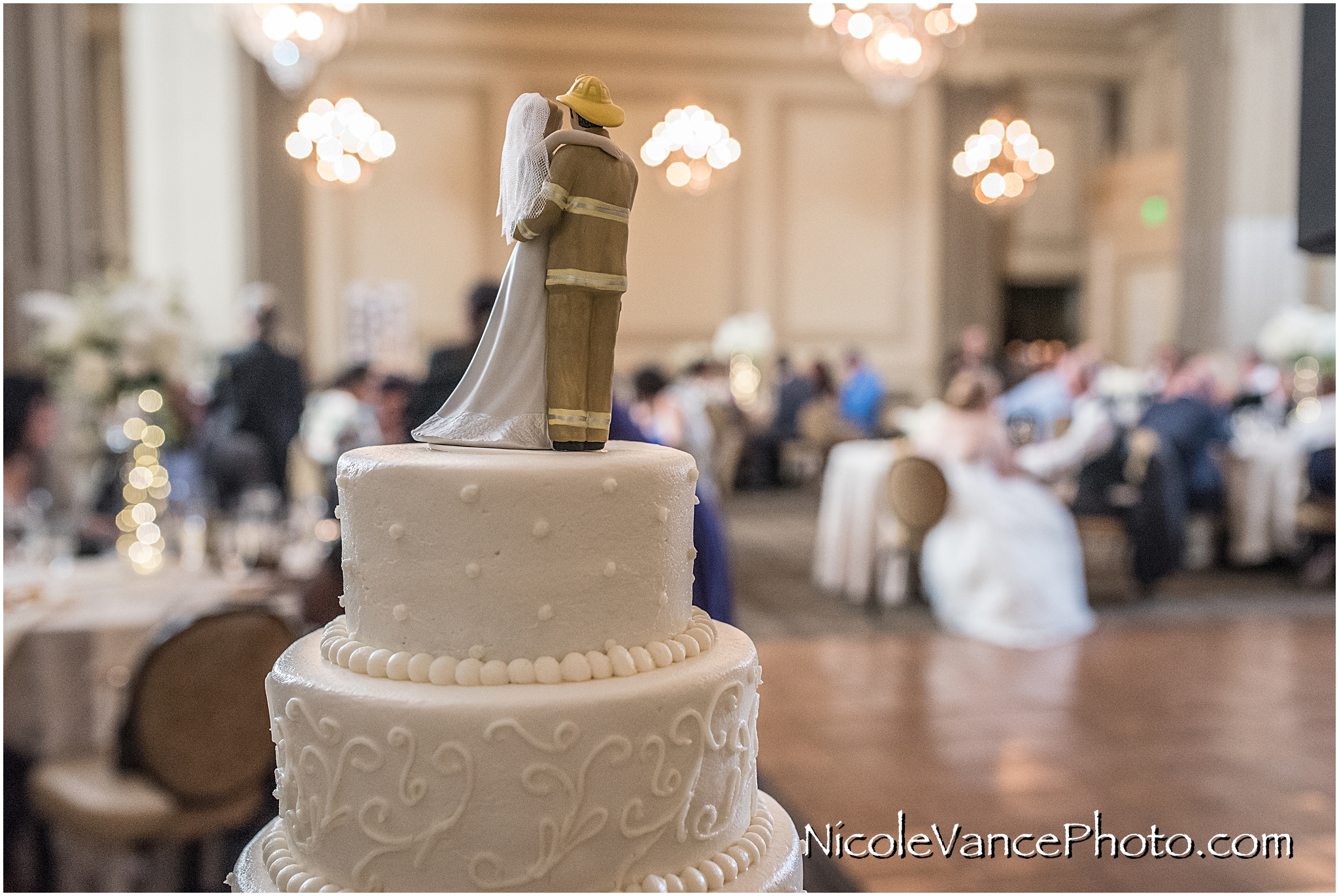 Love this view from behind the firefighter cake topper.