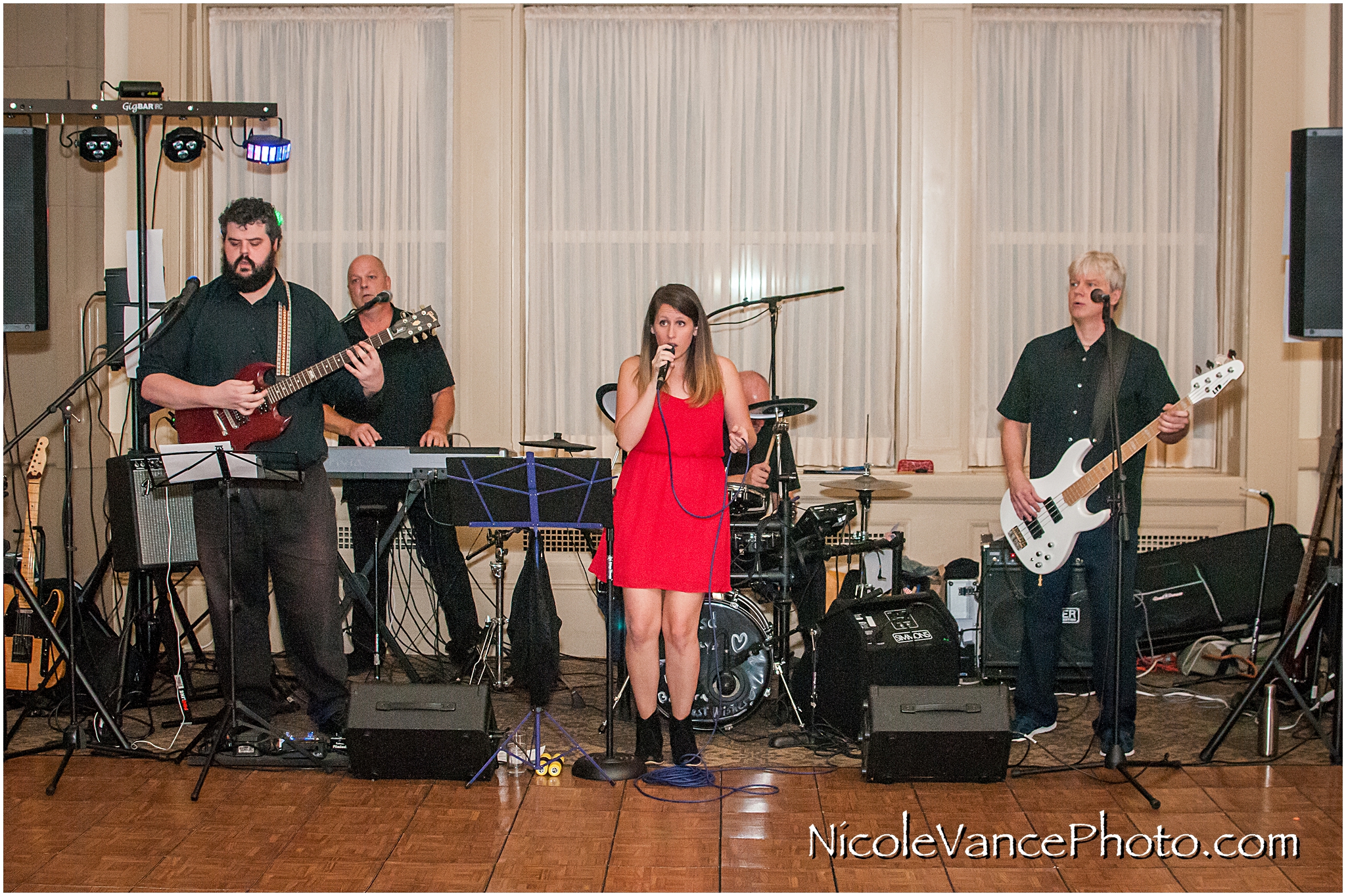 Kristi Kreme and the Sugar Daddies perform during at wedding reception at the Hotel John Marshall.