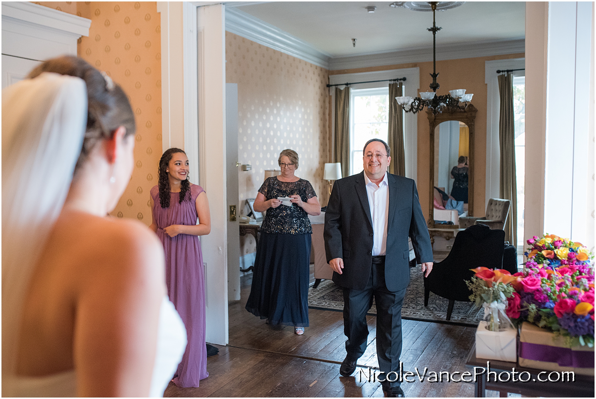 This first look with dad was such a beautiful and emotional moment at the Linden Row Inn.