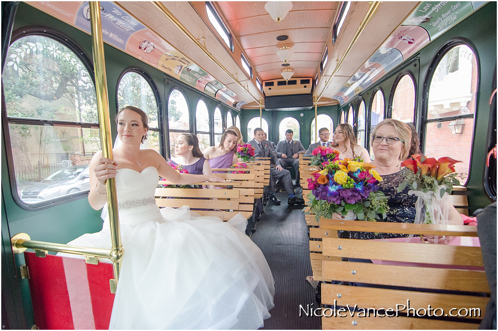 We love the inside of this gorgeous trolley provided by Richmond Trolley.