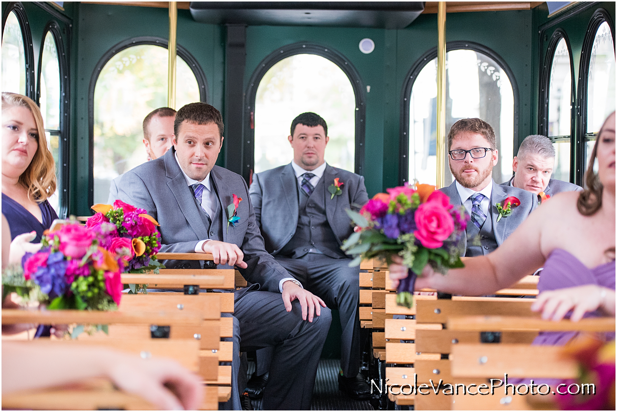 The groom on the trolley, provided by Richmond Trolley.