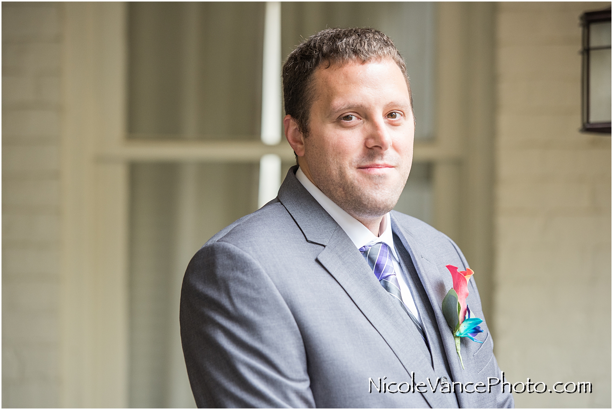 The groom is ready to see his bride for the first time.