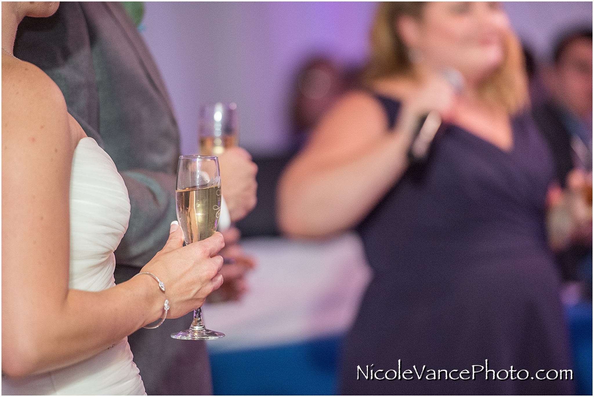 The maid of honor makes a toast to the bride and groom at The Brownstone in Richmond, VA.