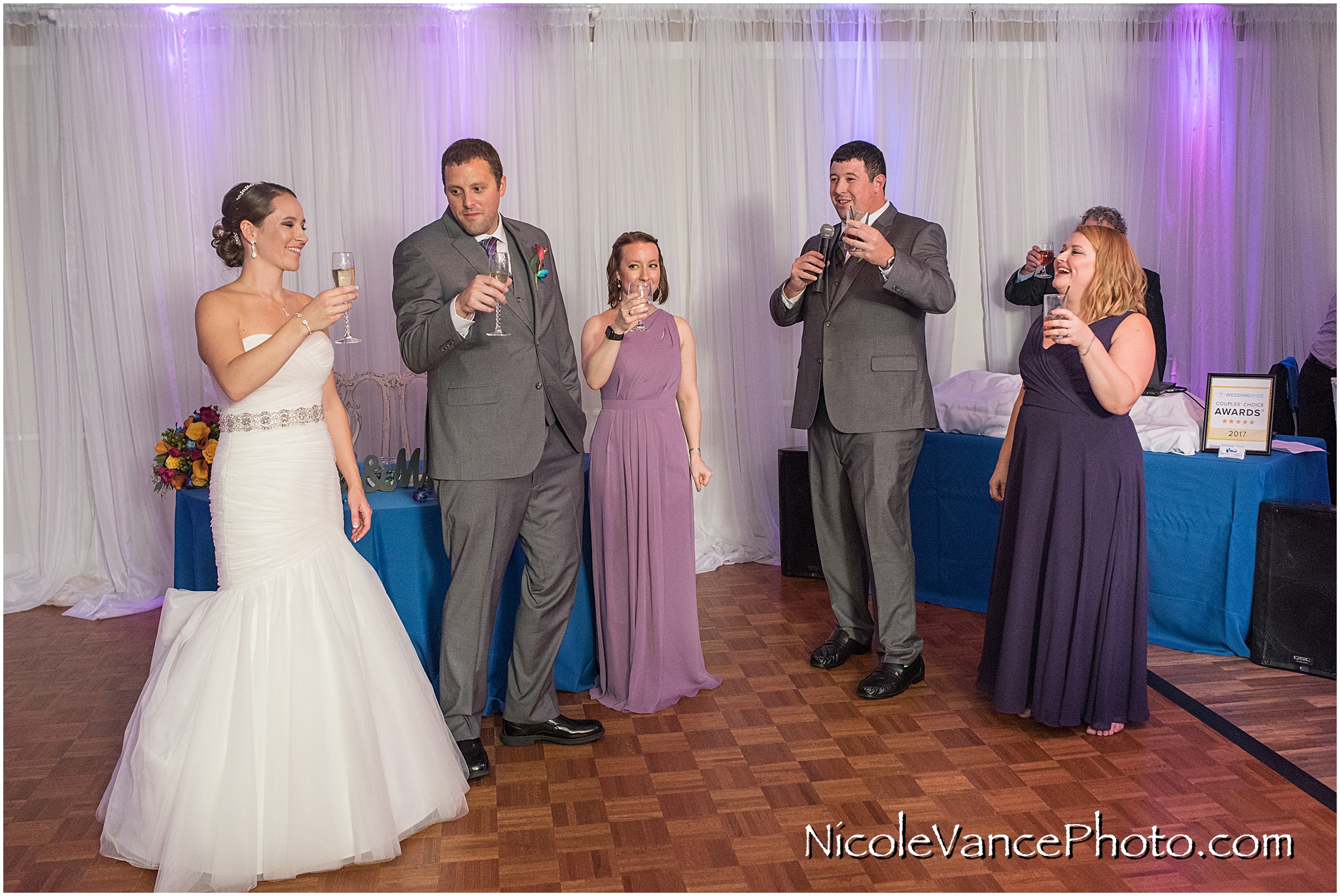 The best man makes a toast to the bride and groom at The Brownstone in Richmond, VA.