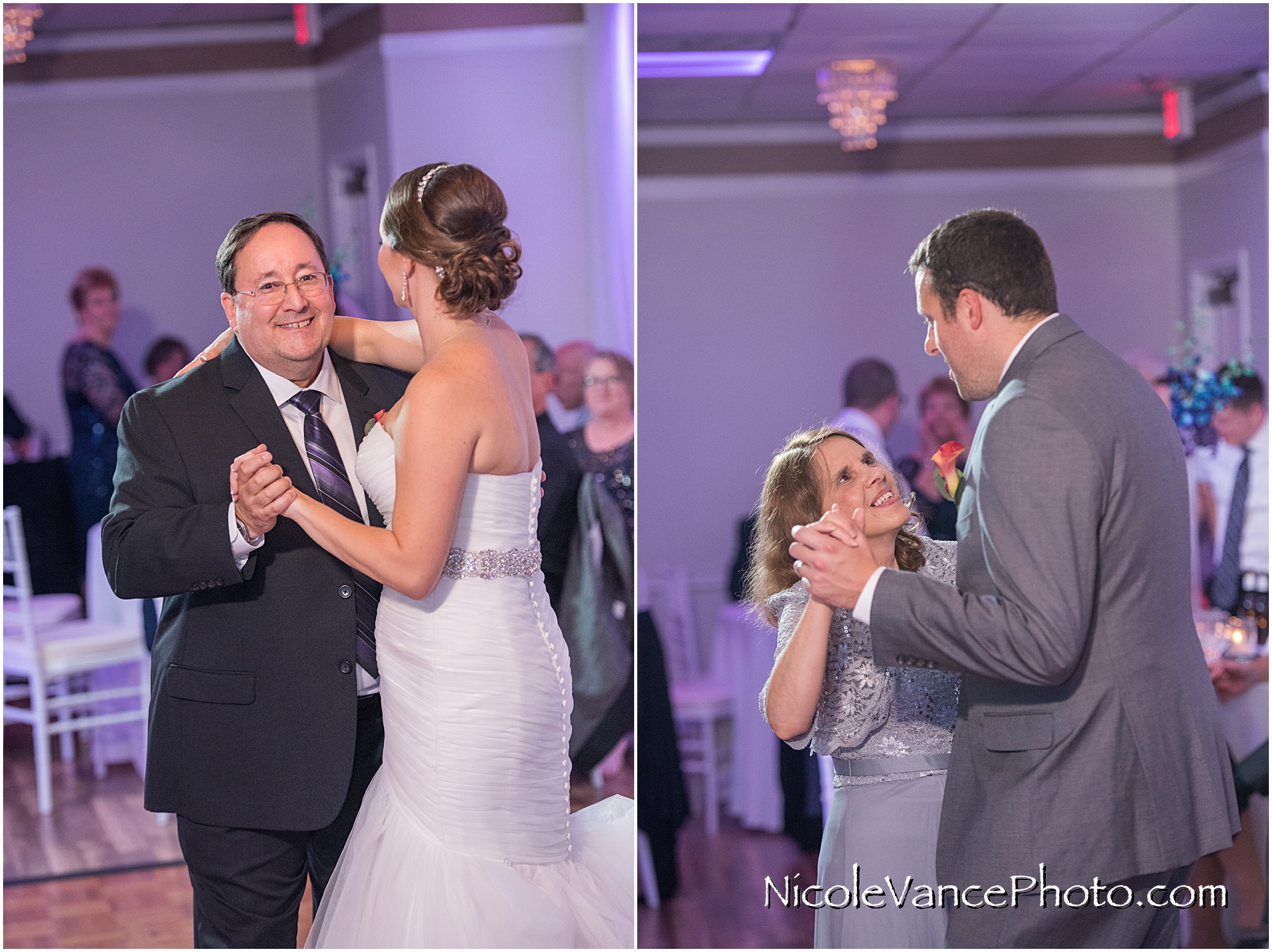 The father-daughter and the mother-son dance at the reception at The Brownstone.