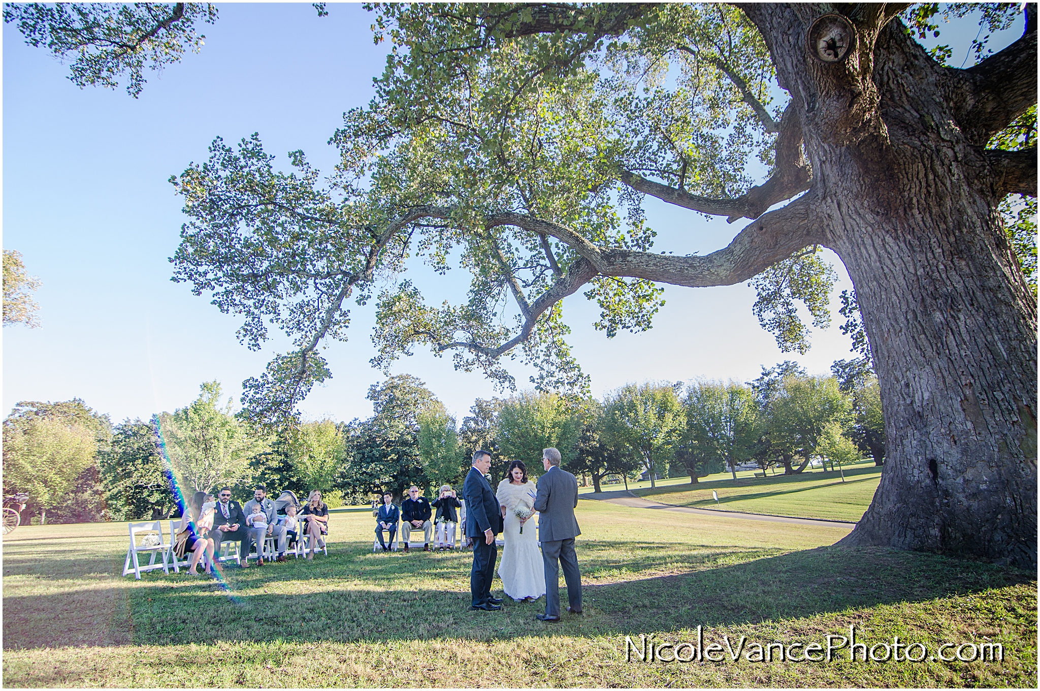 The wedding ceremony at Maymont Park in Richmond, Virginia.