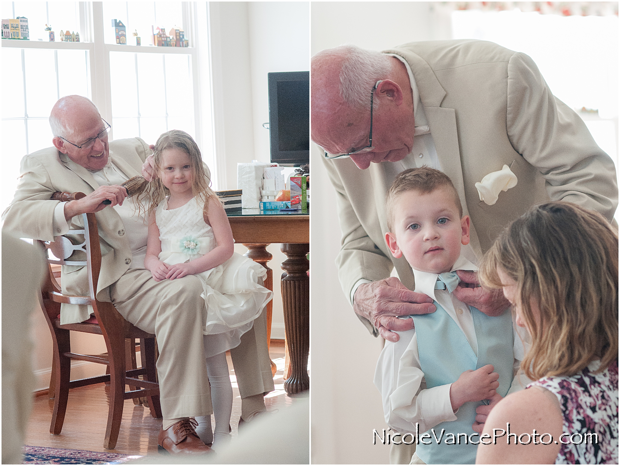 The flower girl and ring bearer prepare for the wedding!