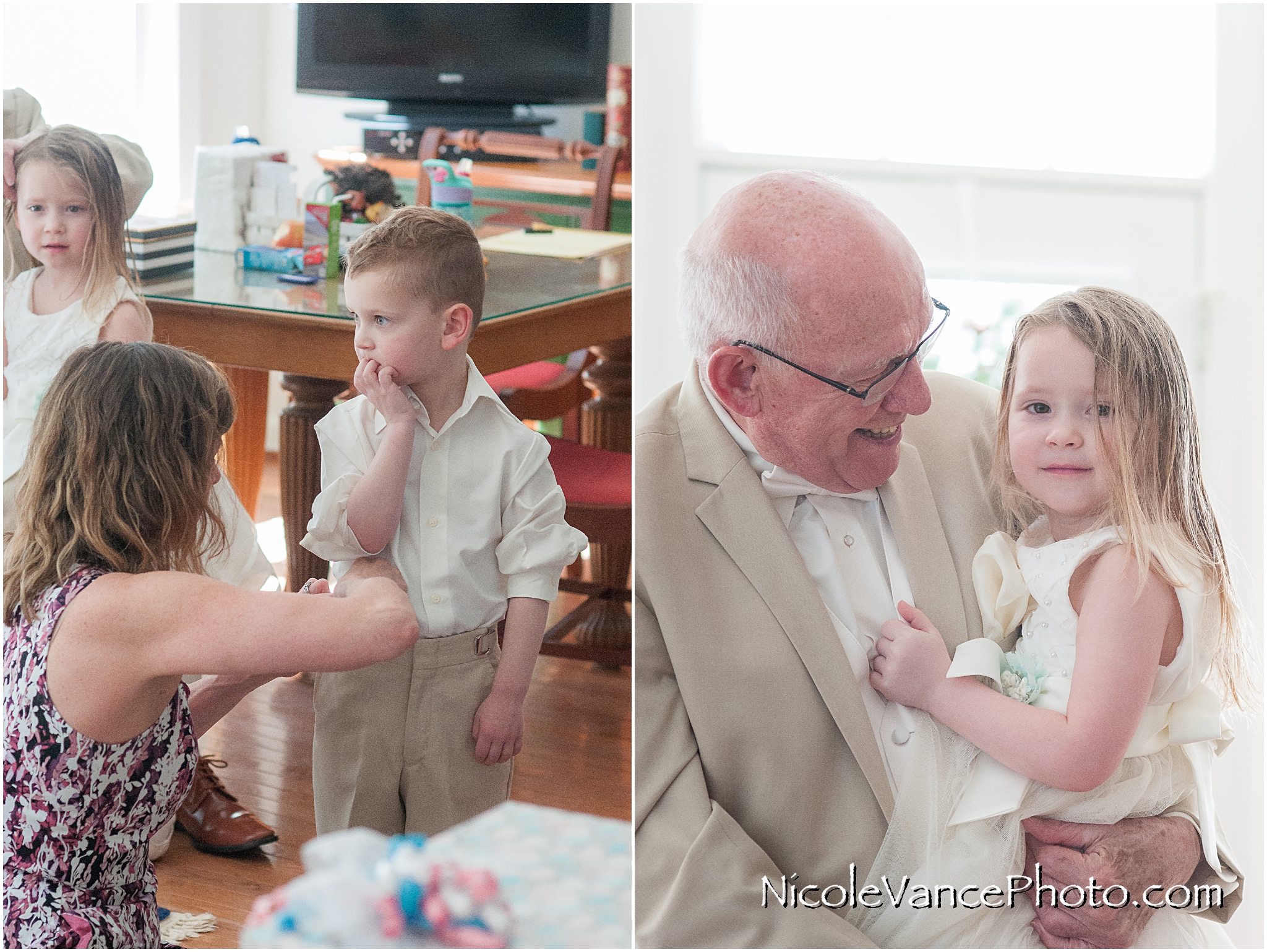 The flower girl and ring bearer prepare for the wedding!