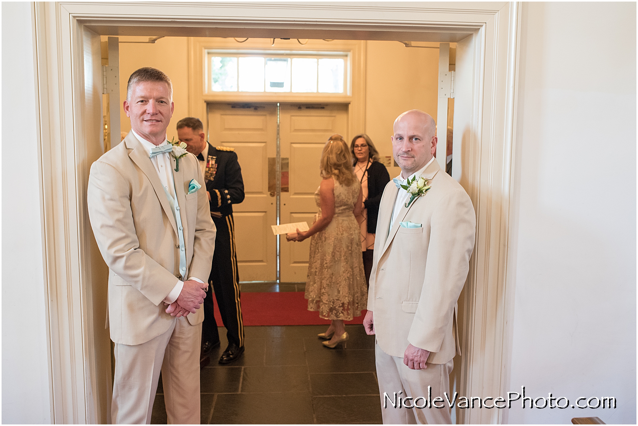 The ushers stand post before the ceremony at Crestwood Presbyterian Church in Chesterfield VA.