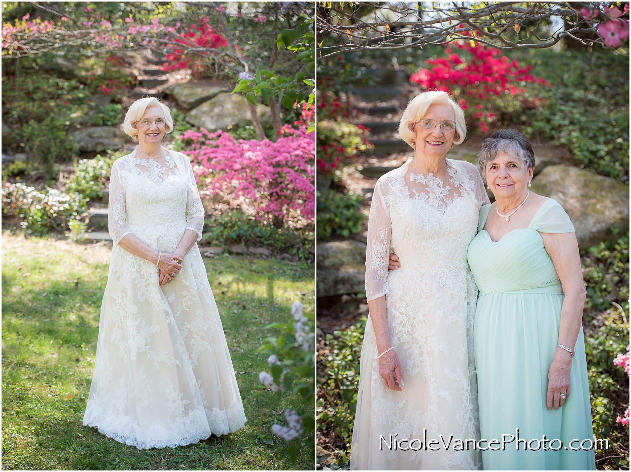 Bridal portraits in the bride's back yard, with her MOH.