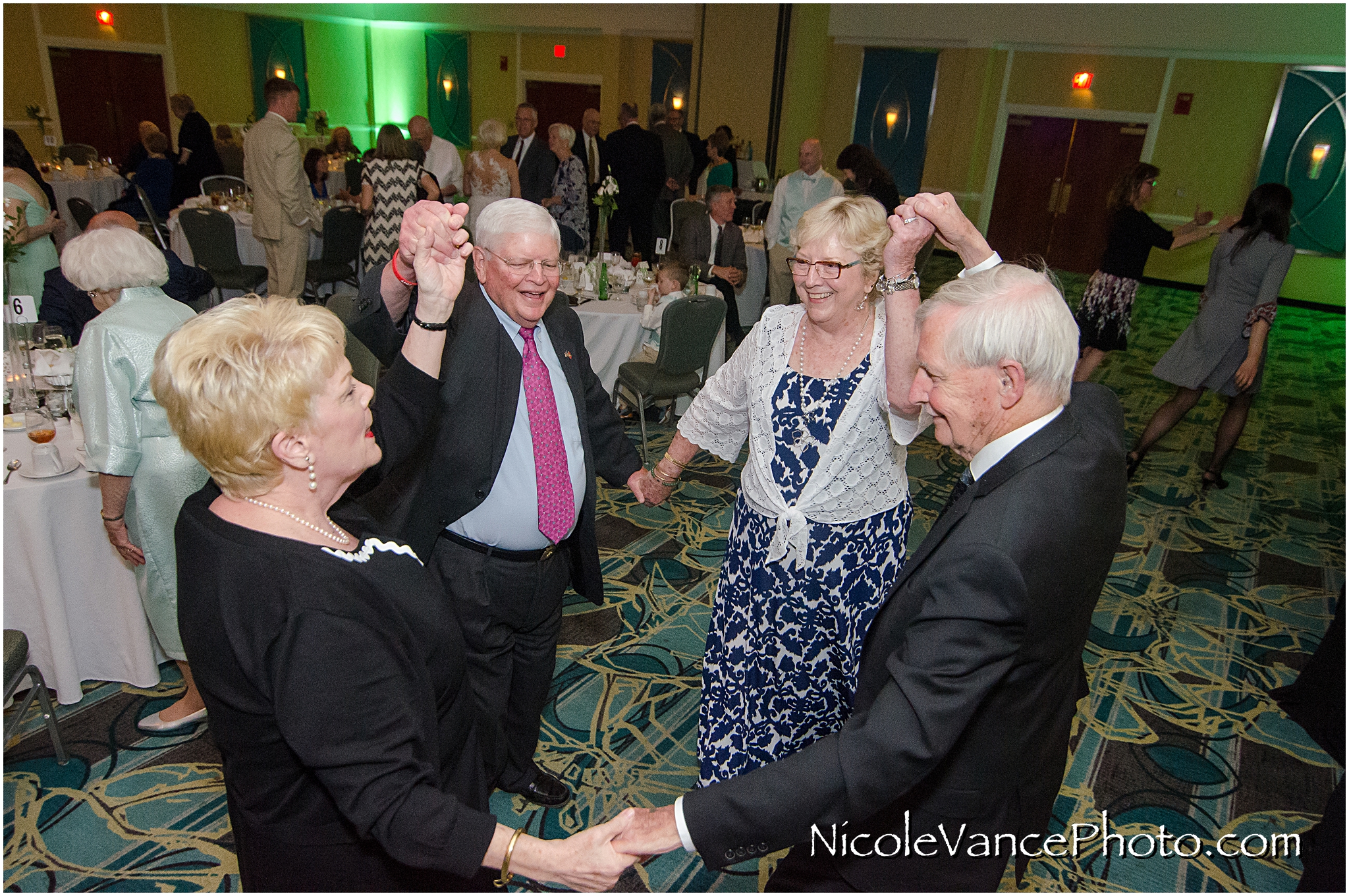 Wedding reception at the ballroom at the Doubletree by Hilton Richmond-Midlothian.